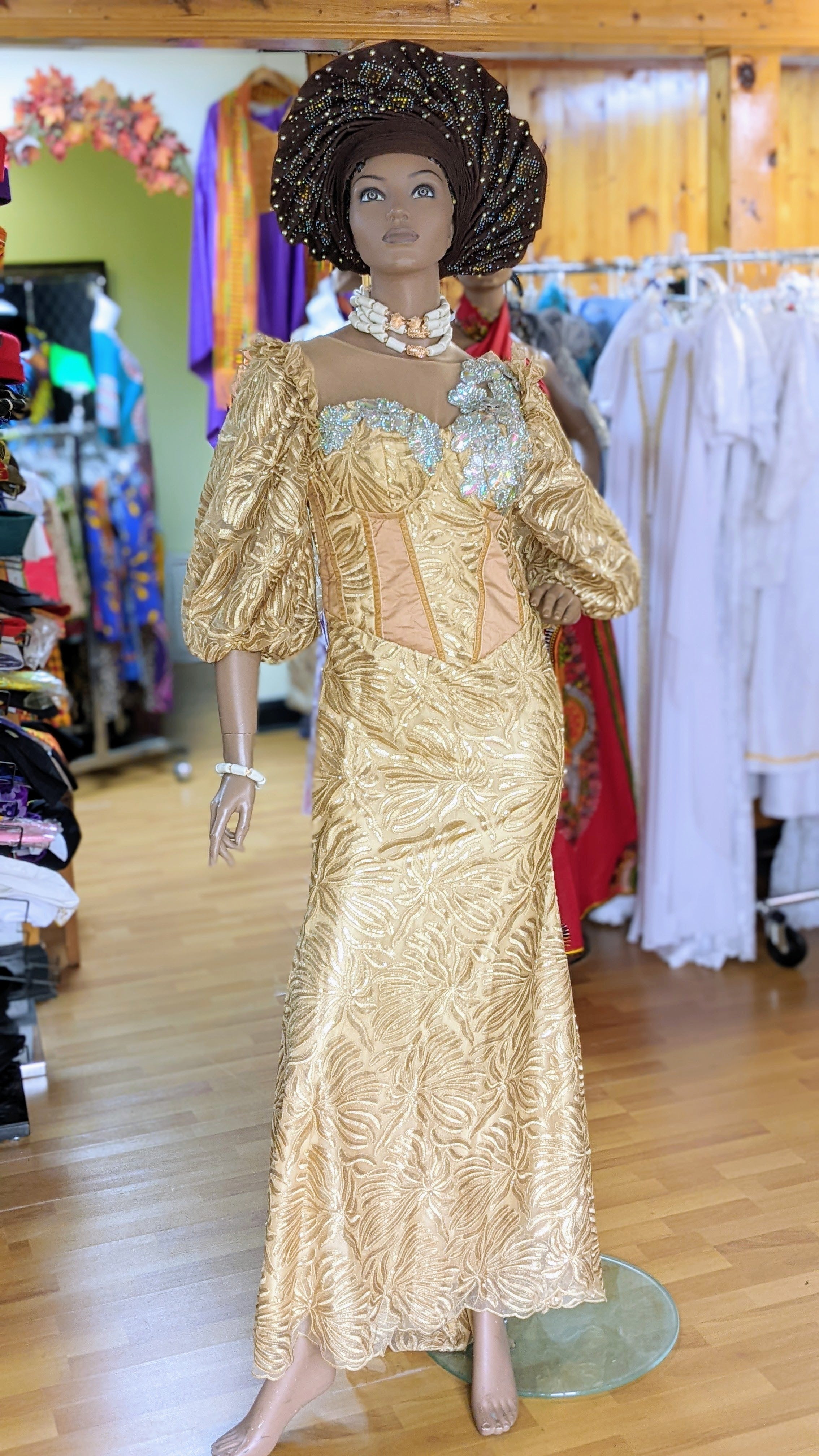 Dupsie's Ethereal Elegance Tan Gold African Lace Corset Dress DPXGRCD2、mySite、solidvoid