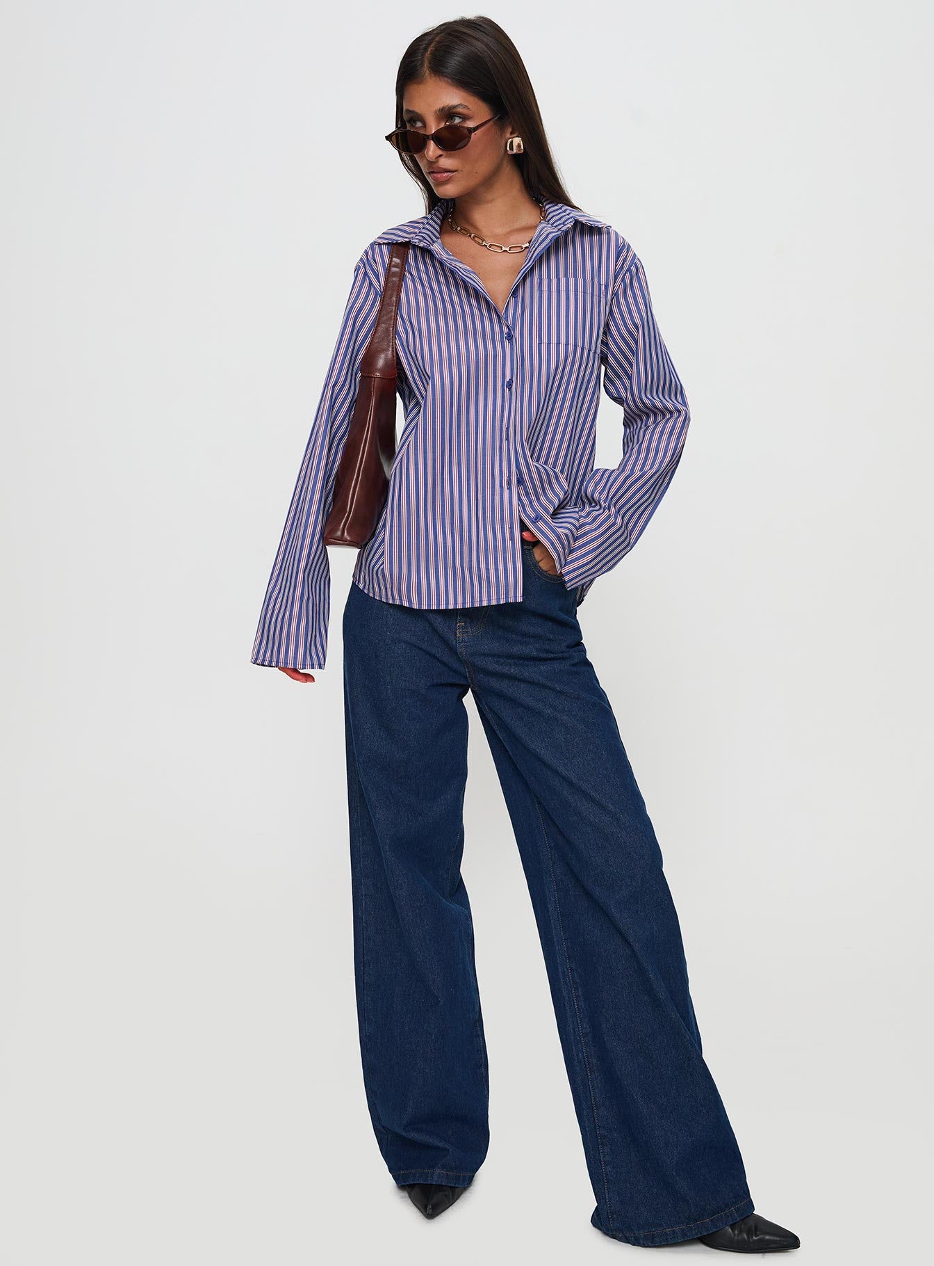 Trillian Long Sleeve Top Navy Stripe、mySite、solidvoid