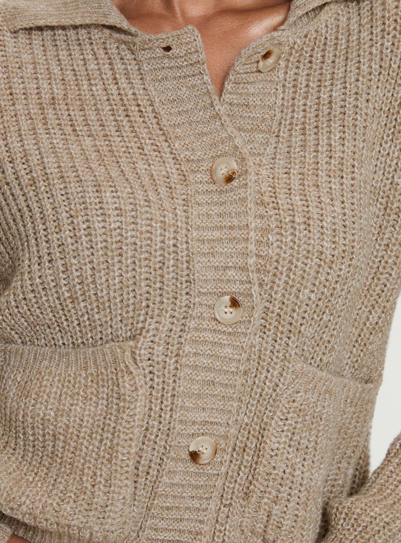 Darcel Button Up Knit Cardigan Mocha、mySite、solidvoid