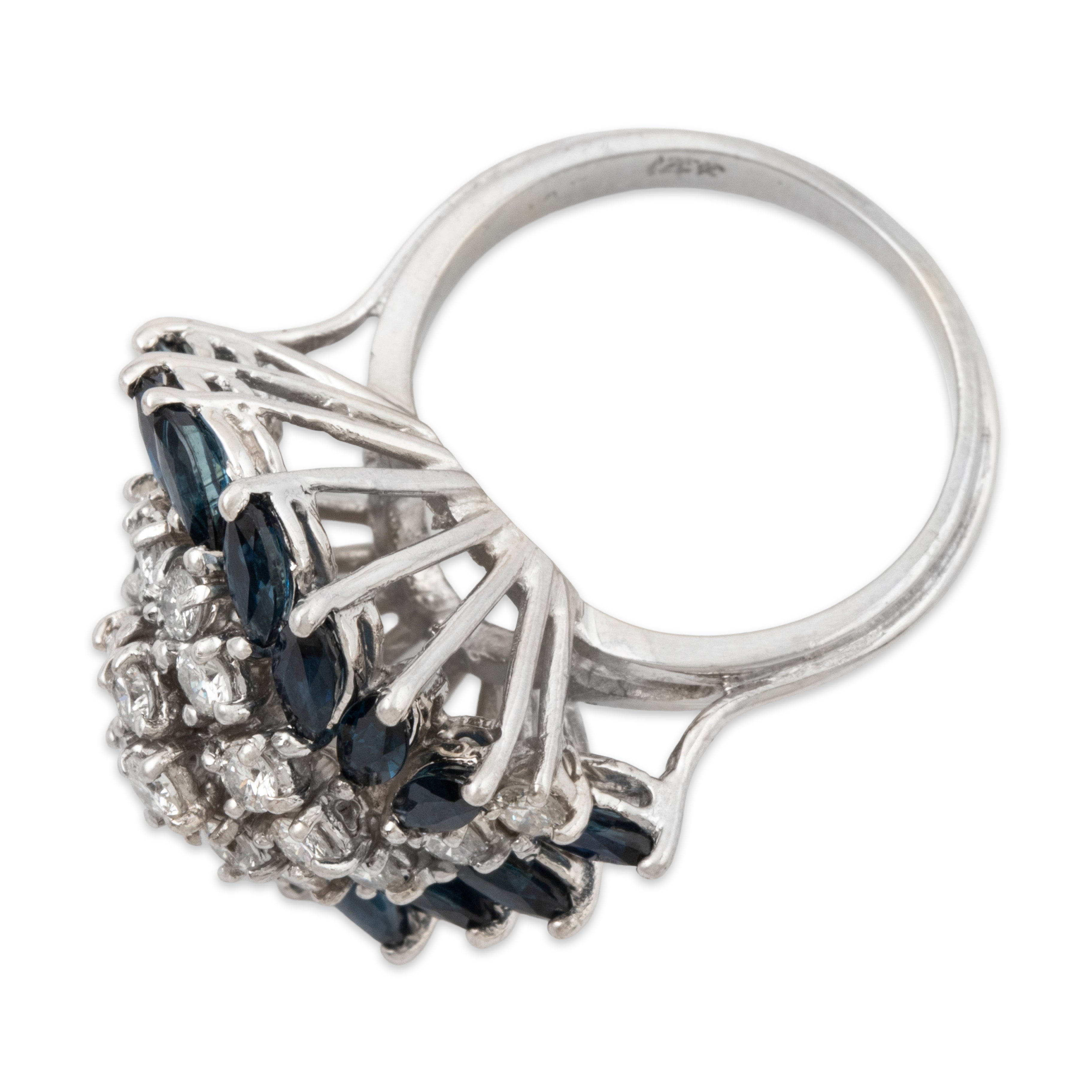 Vintage Large 14k White Gold 2cttw Sapphire .773cttw Diamond Icy Waterfall Ring、mySite、hinf8tx79