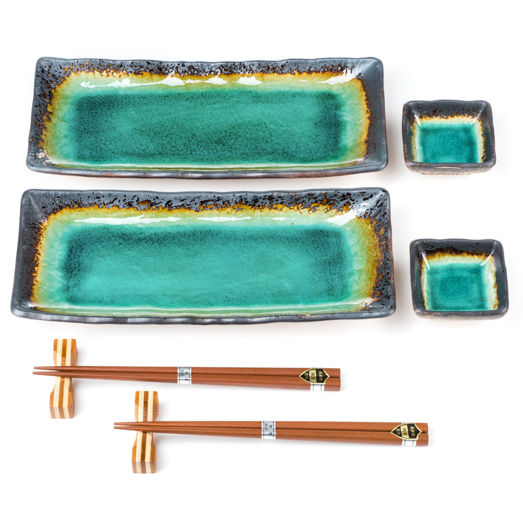Turquoise Crackleglaze Rectangular Plate Set、mySite、topwebapps