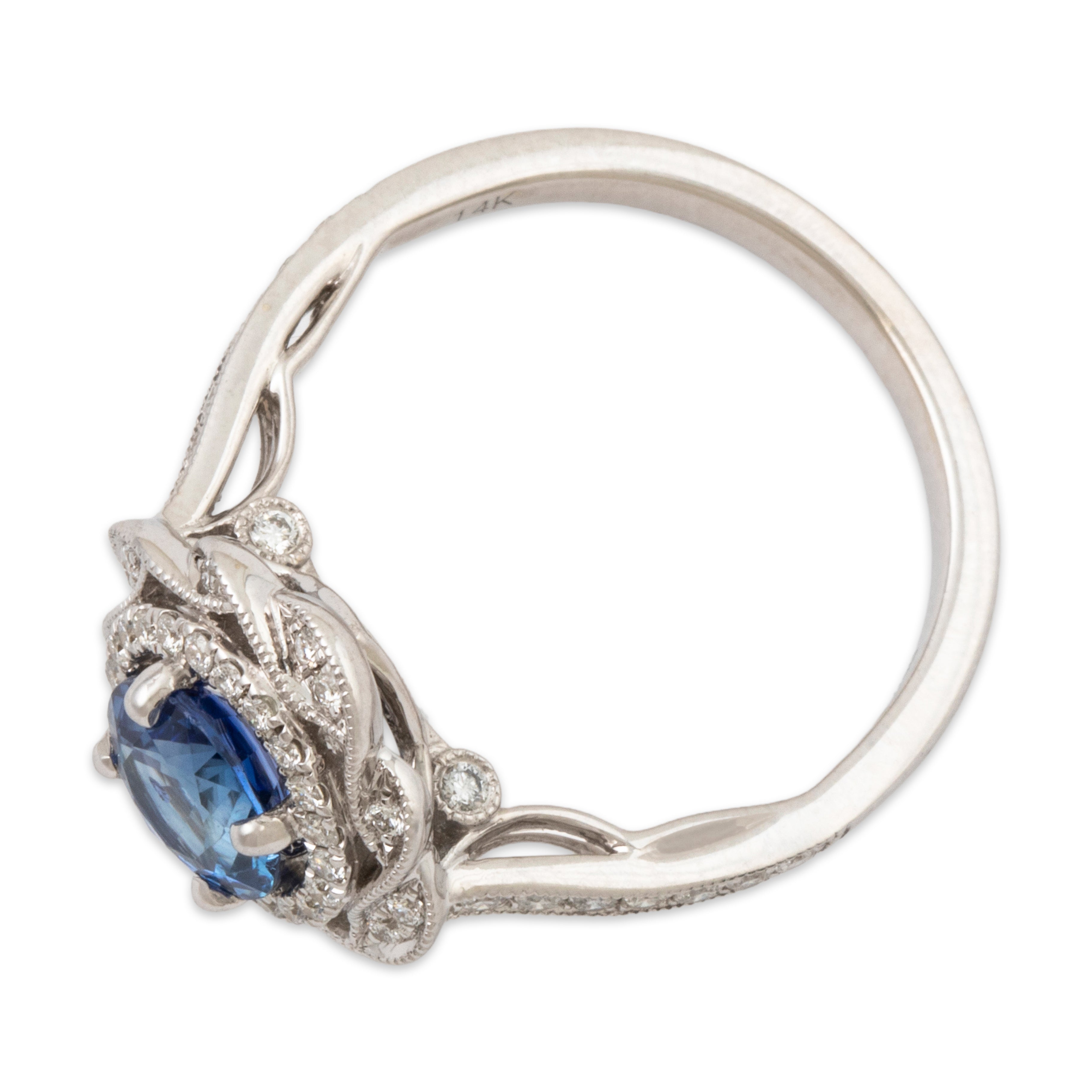 Vintage 14k White Gold 1.15ct Sapphire .336cttw Diamond Double Halo Ring 6.50、mySite、hinf8tx79