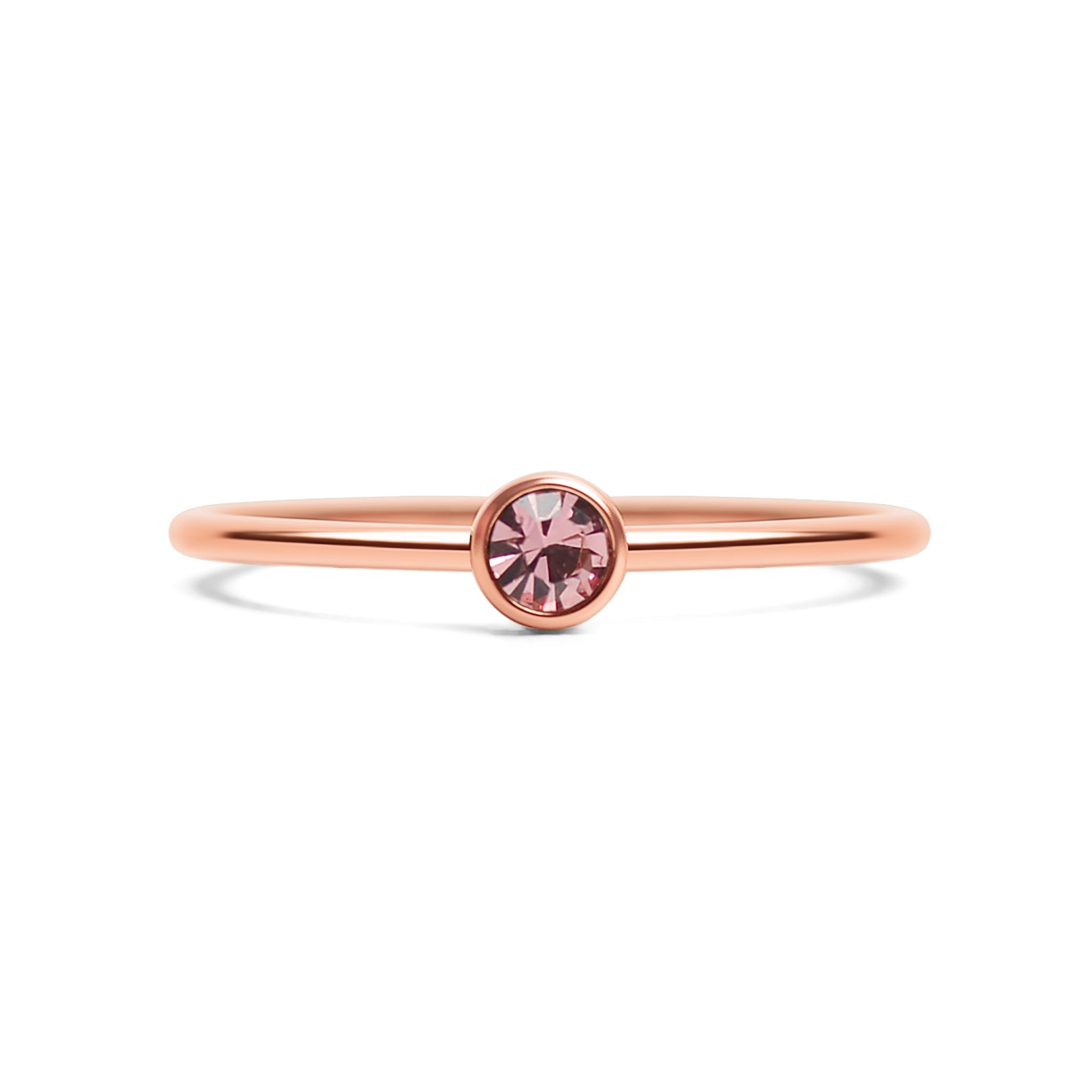 18K Rose Gold PVD Stainless Steel Birthstone Stacking Ring Size 3 / ZRJ1002、mySite、dreamappss