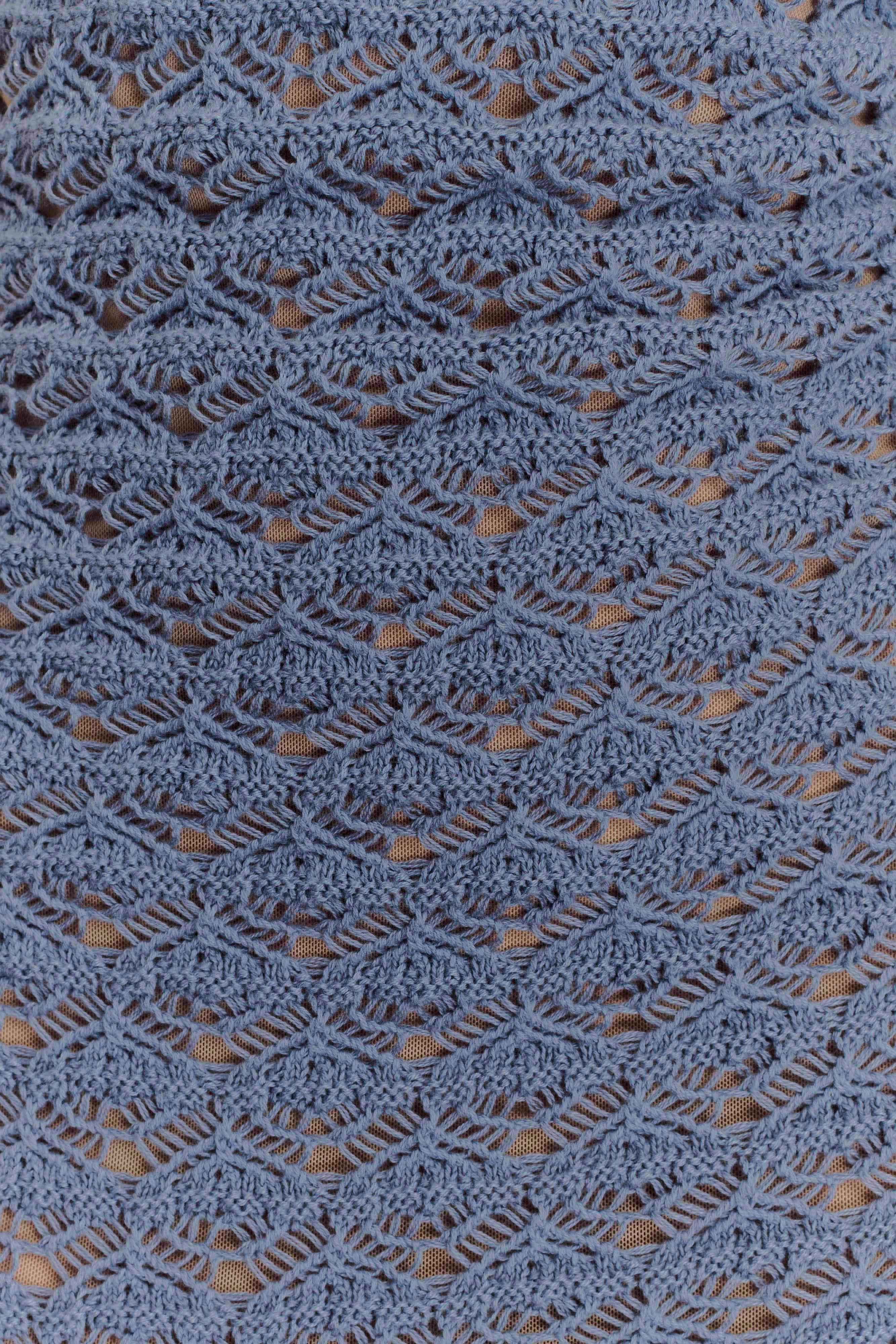 Aileen Ruffle Crochet Mini Dress - Steel Blue、mySite、solidvoid