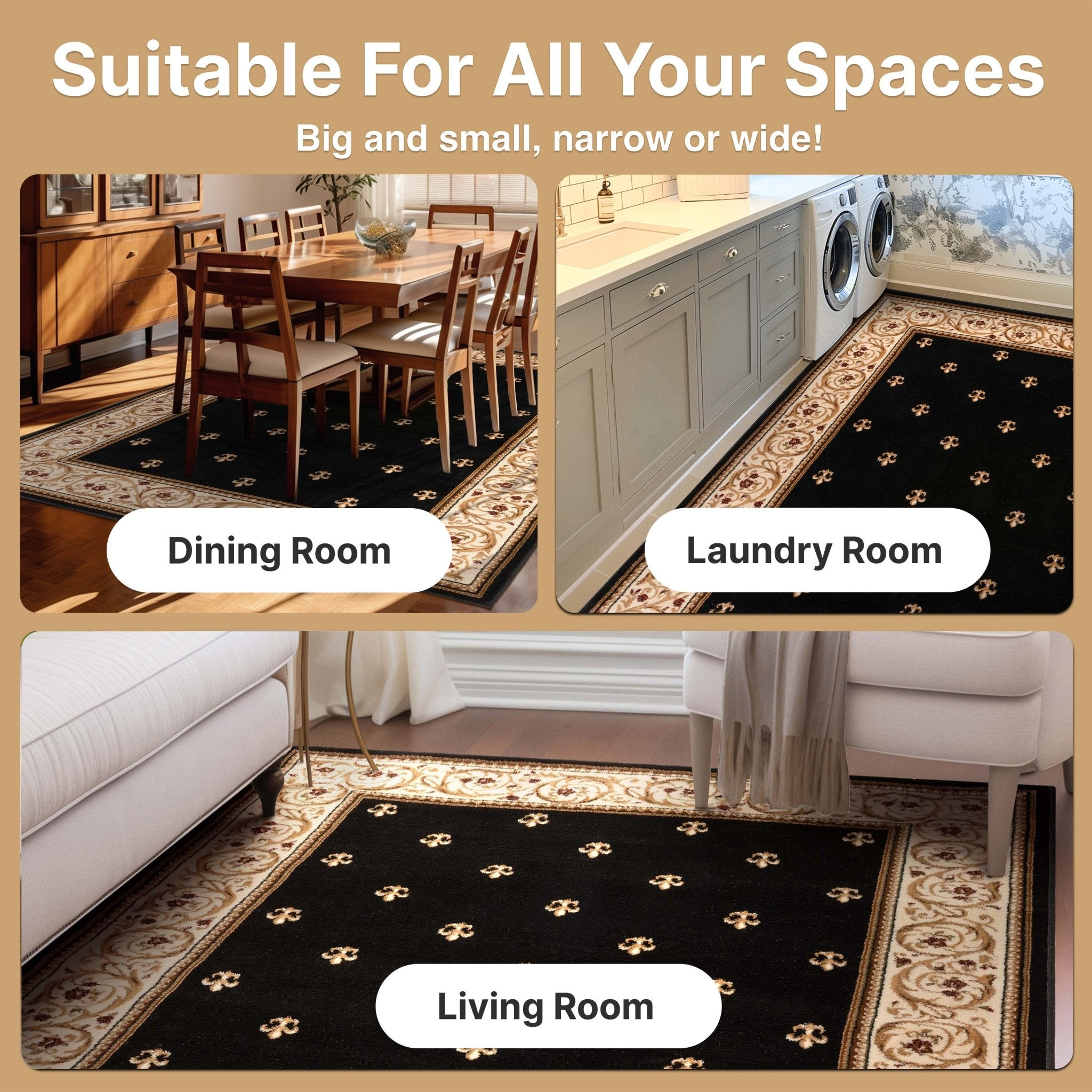 Fleur de Lis Elegance Easy to Clean Rug、mySite、gigharbornorthrealestate