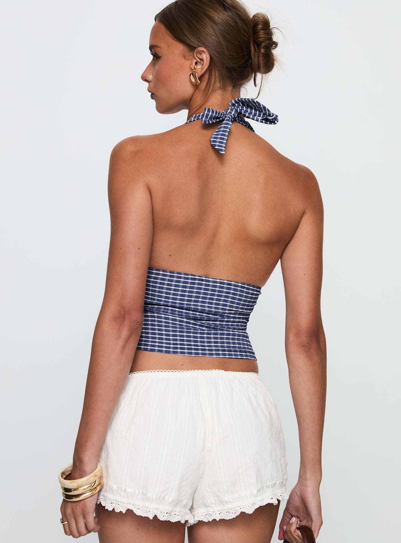Whimsy Halter Top Navy Gingham、mySite、solidvoid