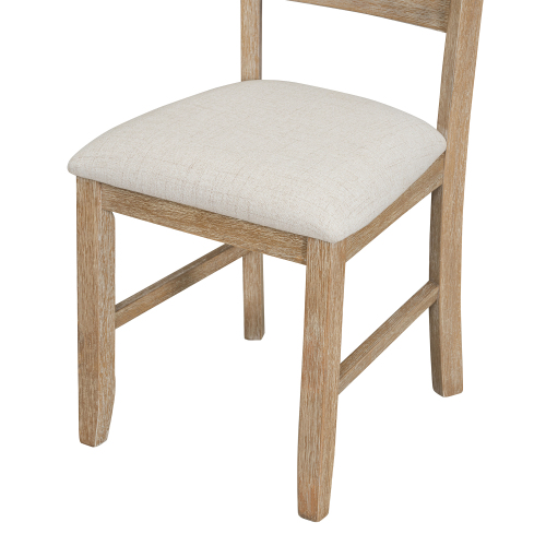 TREXM Dining Room Table and Chairs with Bench, Rustic Wood Dining Set, Set of 6 (Gray)、、casual