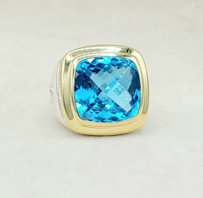 David Yurman Albion Ring 15mm Blue Topaz & Gold、mySite、hinf8tx79