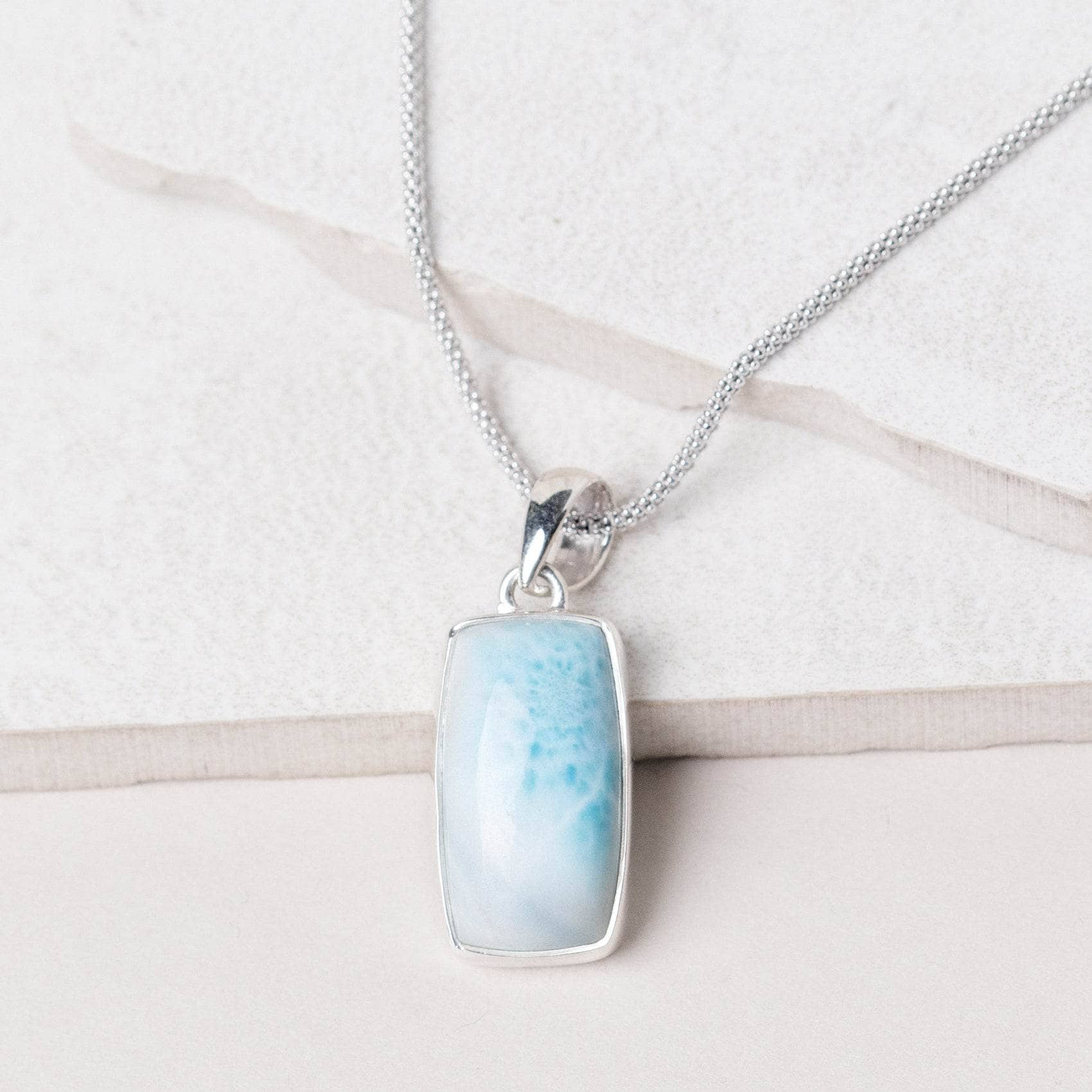 Rare Genuine Larimar Rectangle Pendant Necklace、mySite、hinf8tx79