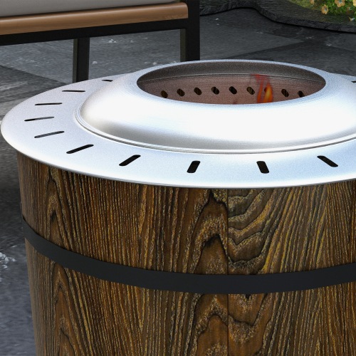 Outsunny Smokeless Fire Pit with Fireproof Mat, 20" Barrel Style Portable Wood Burning Firepit, Magnesium Oxide Low Smoke Camping Bonfire Stove for Backyard, Patio, Picnic, Brown、、eastwooduniform