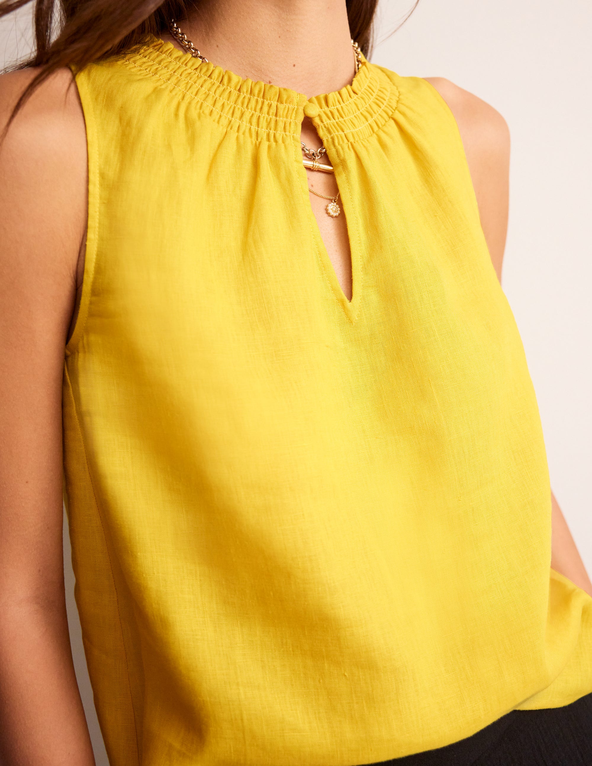  Georgia Linen Sleeveless Top-Pinapple、mySite、ashleygrahame