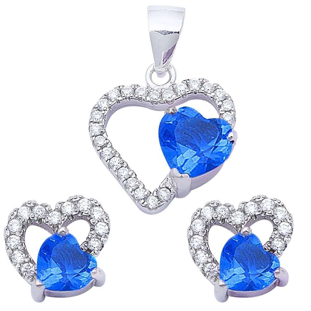 Special Buy! Sterling Silver Double Heart Sets Cubic Zirconia and Simulated Gemstones、mySite、g9winljtr