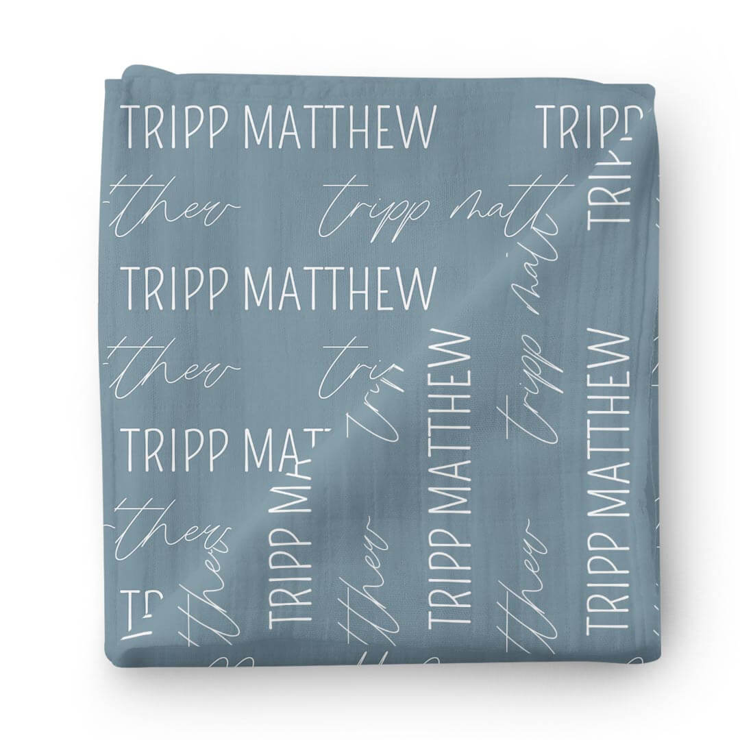  Personalized Dusty Denim Baby Name Swaddle Blanket、mySite、layawaytickets