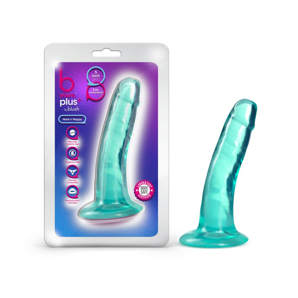B Yours Plus By Blush® | Hard N’ Happy Realistic G-Spot Teal 5.5-Inch Long Dildo With Suction Cup Base、mySite、bottomscart