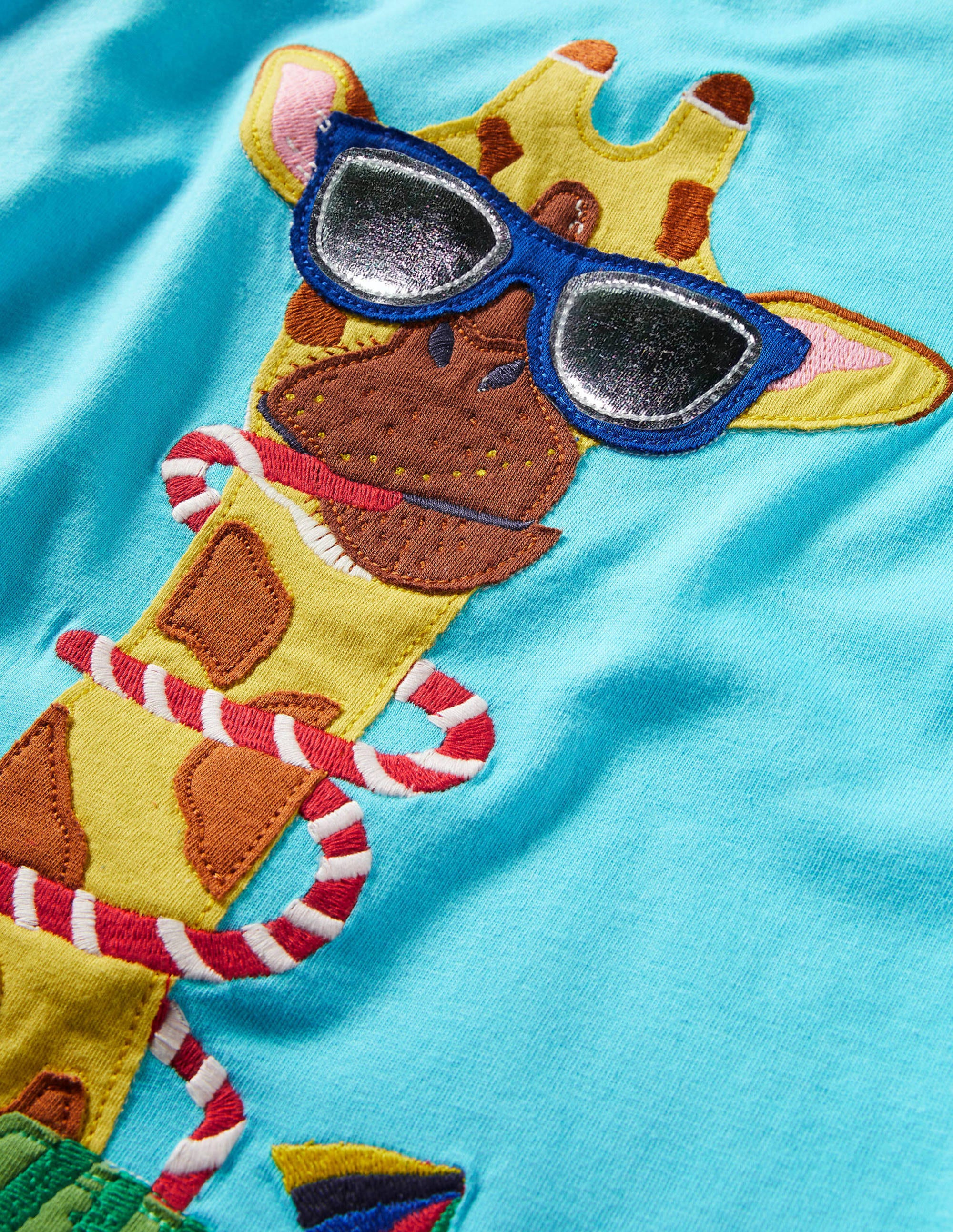  Funny Animals Appliqu茅 T-shirt-Malibu Blue Giraffe、mySite、ashleygrahame