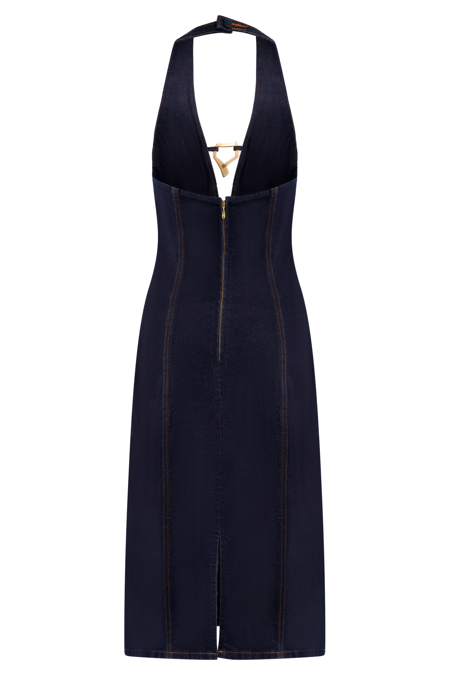 Shauna Denim Halter Midi Dress - Indigo Blue、mySite、solidvoid