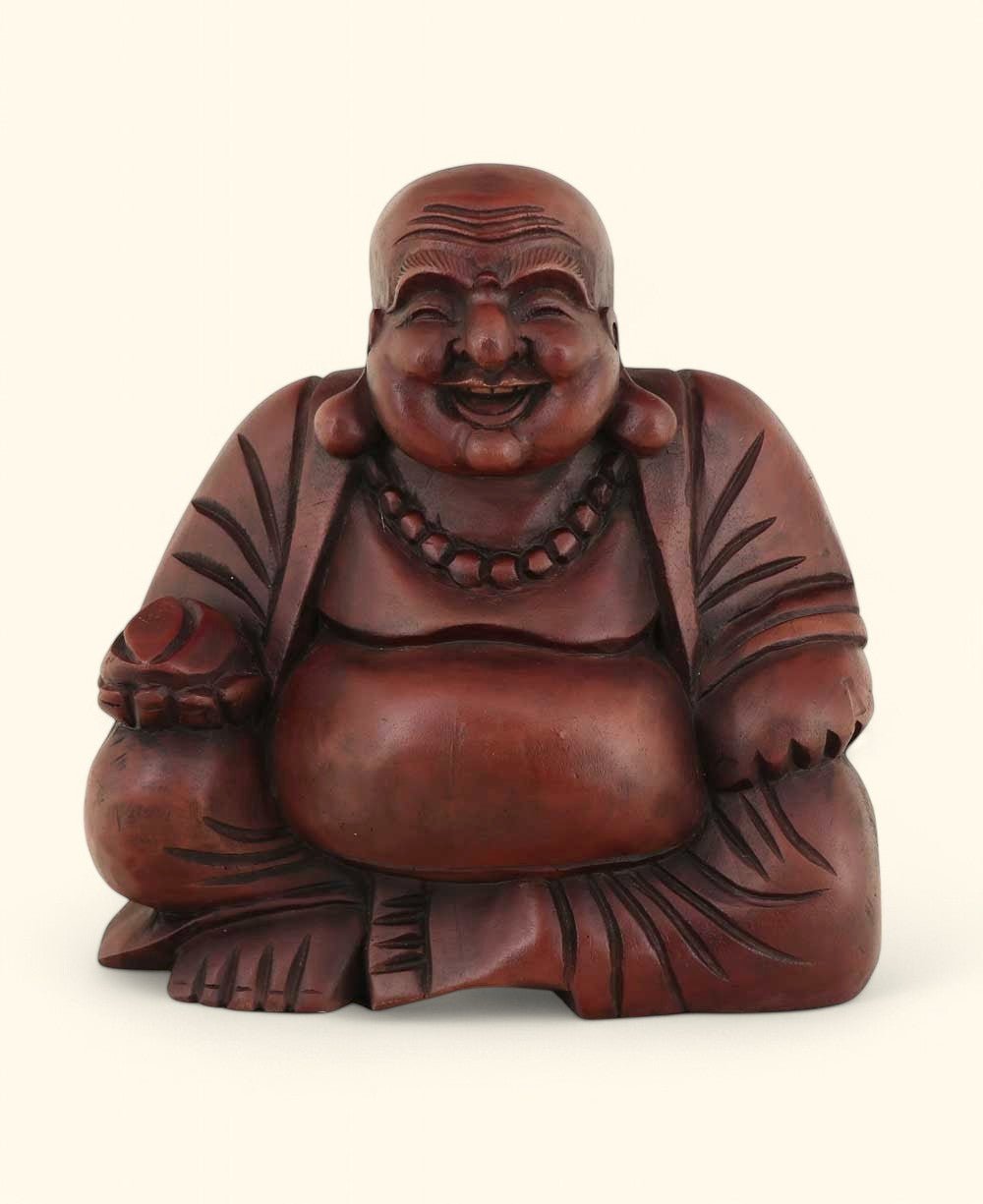 Mahogany Finish Sitting Happy Buddha Statue、mySite、topwebapps