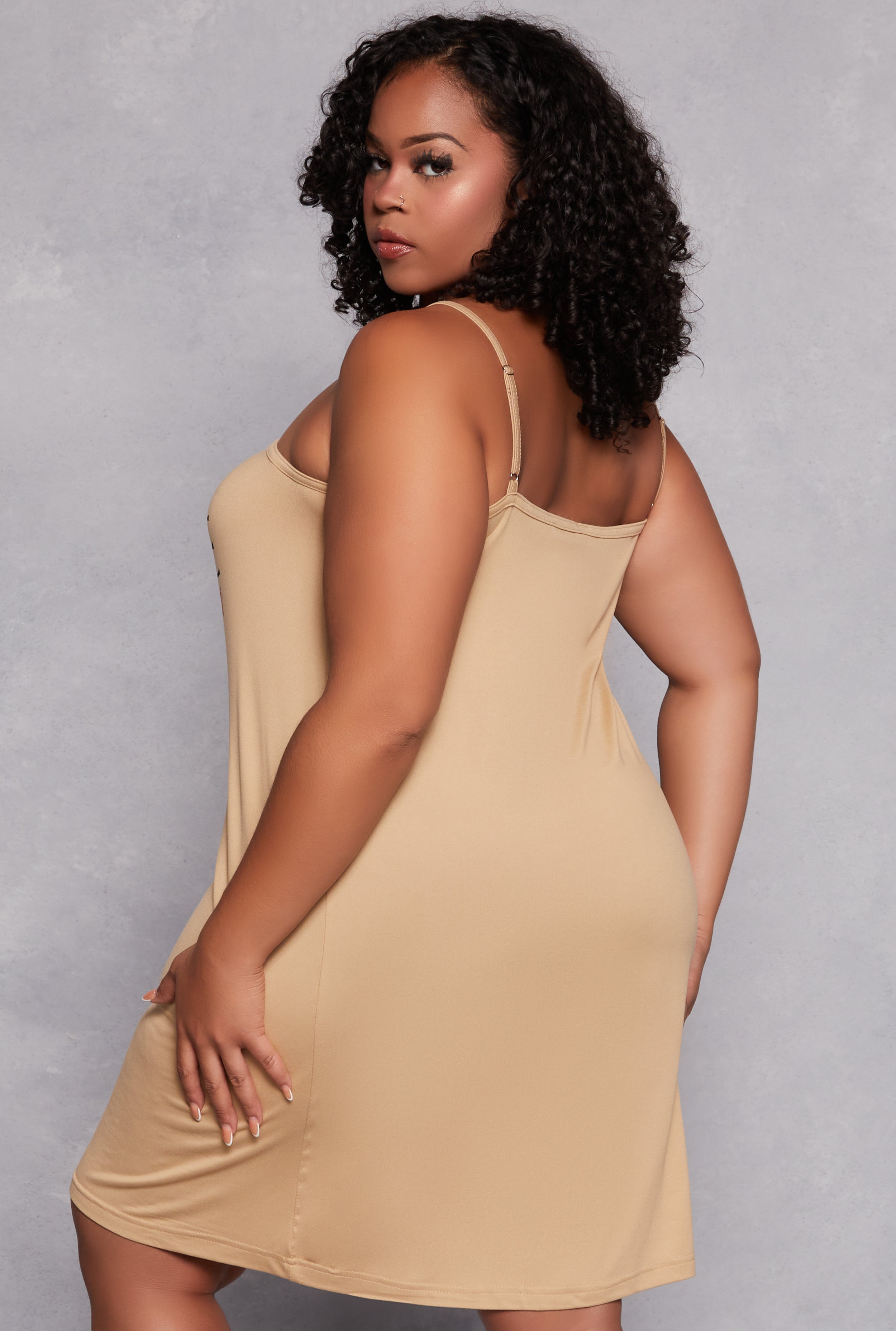 Plus Size Mob Wife Graphic Cami Nightgown with Robe、mySite、camillekostekn