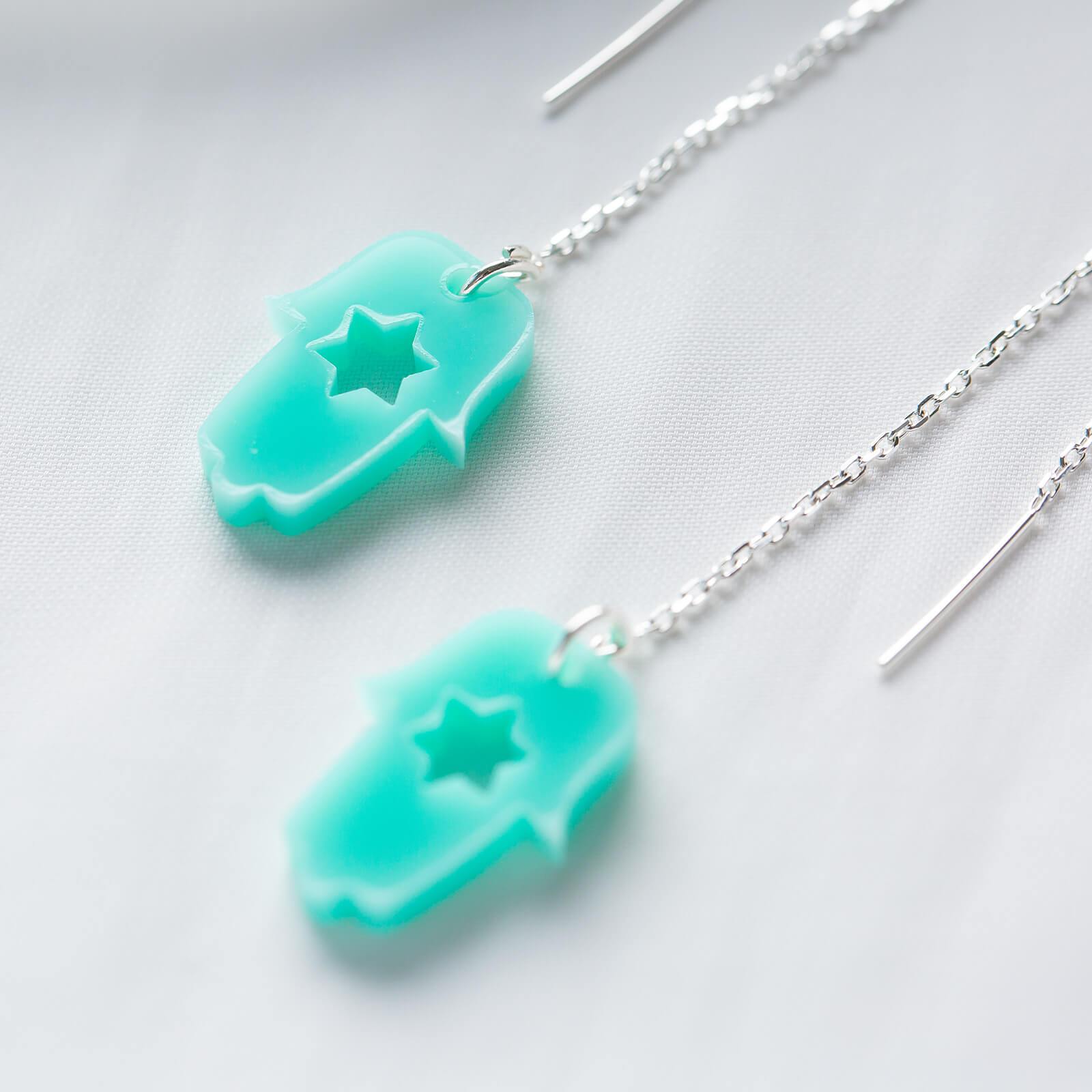 Hamsa Threader Earrings - Turquoise、mySite、topwebapps