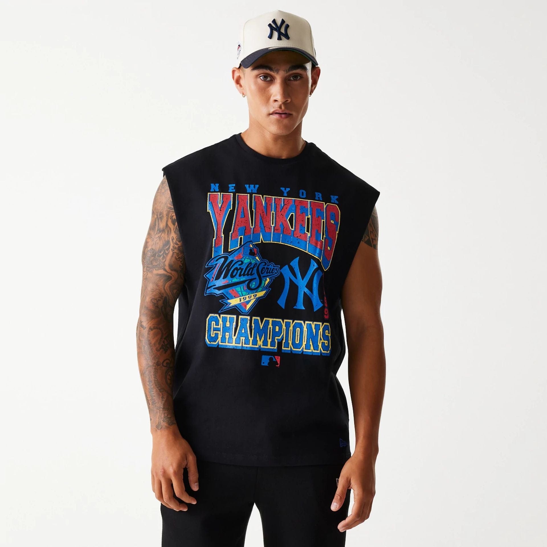 New York Yankees MLB Graphic Black Sleeveless T-Shirt、mySite、vikingsvslions