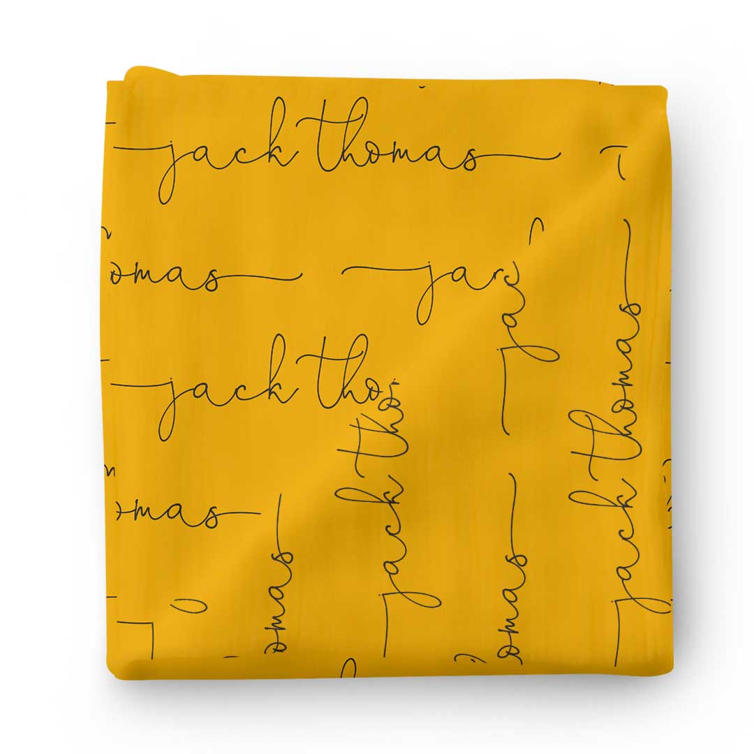  Personalized Gold & Black Swaddle Blanket - Script Only、mySite、layawaytickets