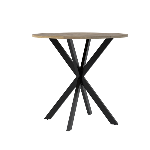 31.5 Inch Round Dining Table, Small Circle Kitchen Table with Metal Black Legs for 2-4 people,Modern Dining Room Table, Brown (only table)、、casual