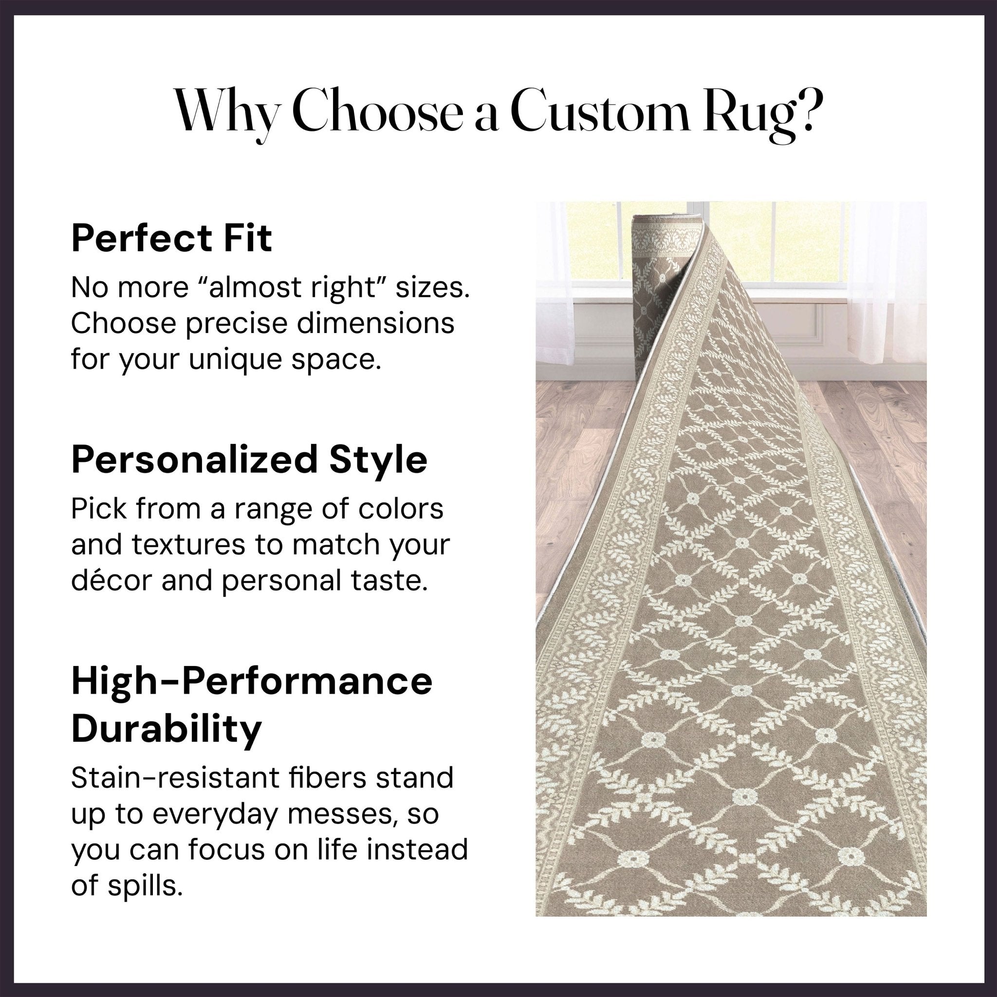 Custom Size Runner Regency Lattice Desert Drift Choose Your Width x Choose Your Length Hallway Runner Rug、mySite、gigharbornorthrealestate