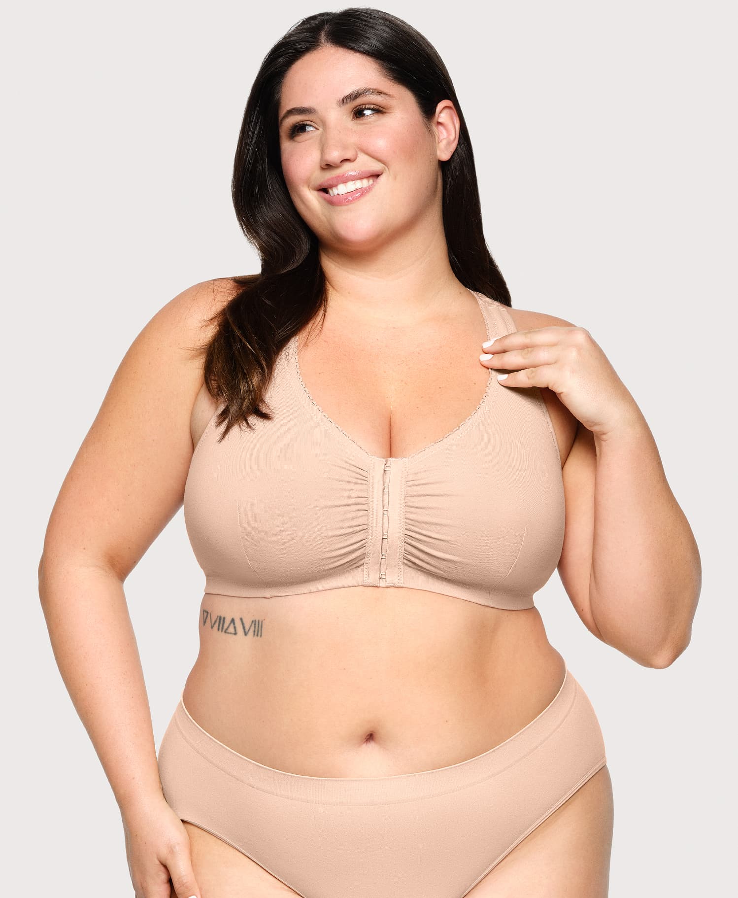  Front-Closure Cotton T-Back Comfort Bra Cafe、mySite、justintrudeaud