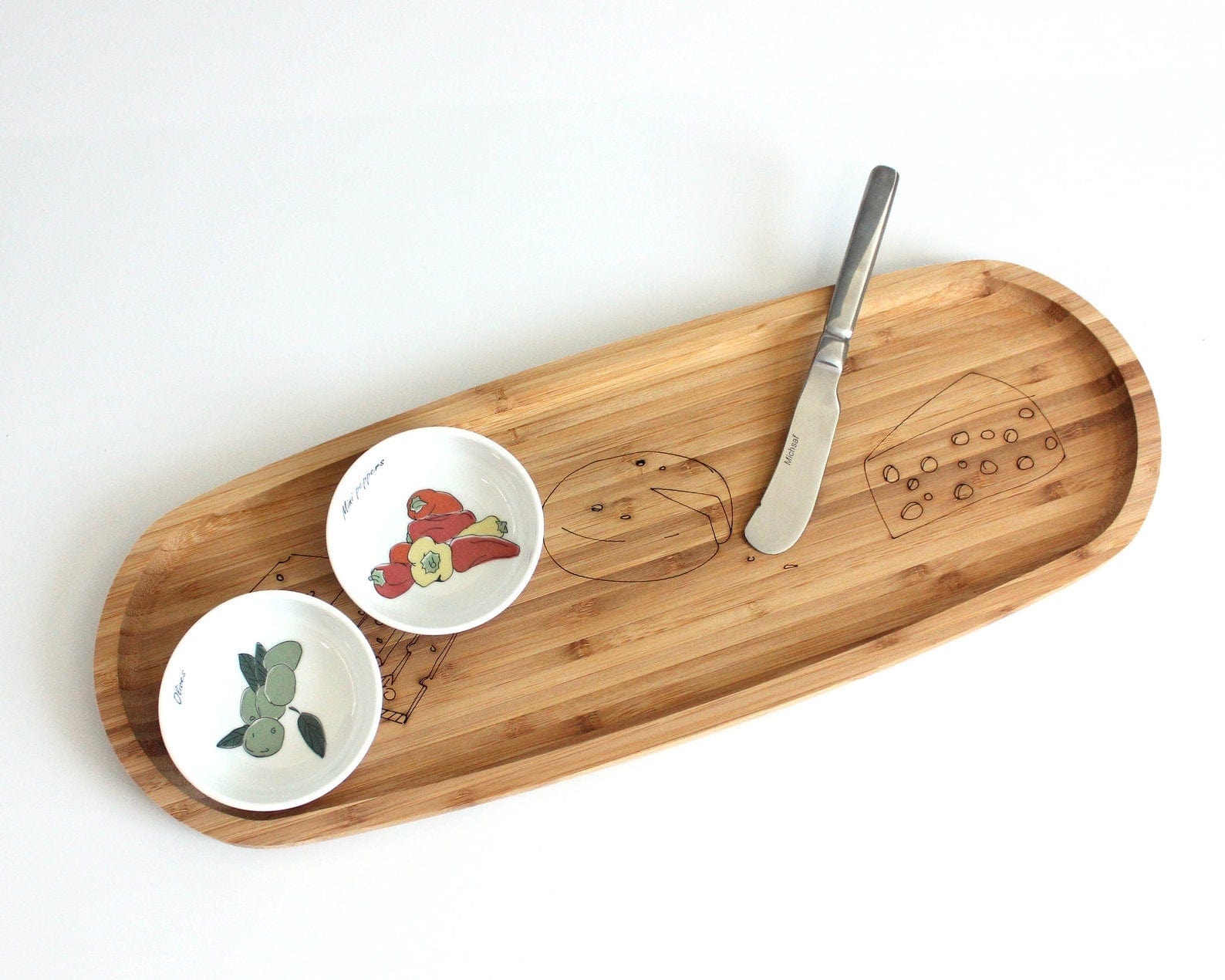 Modern Bamboo and Ceramic Cheese Tray、mySite、topwebapps