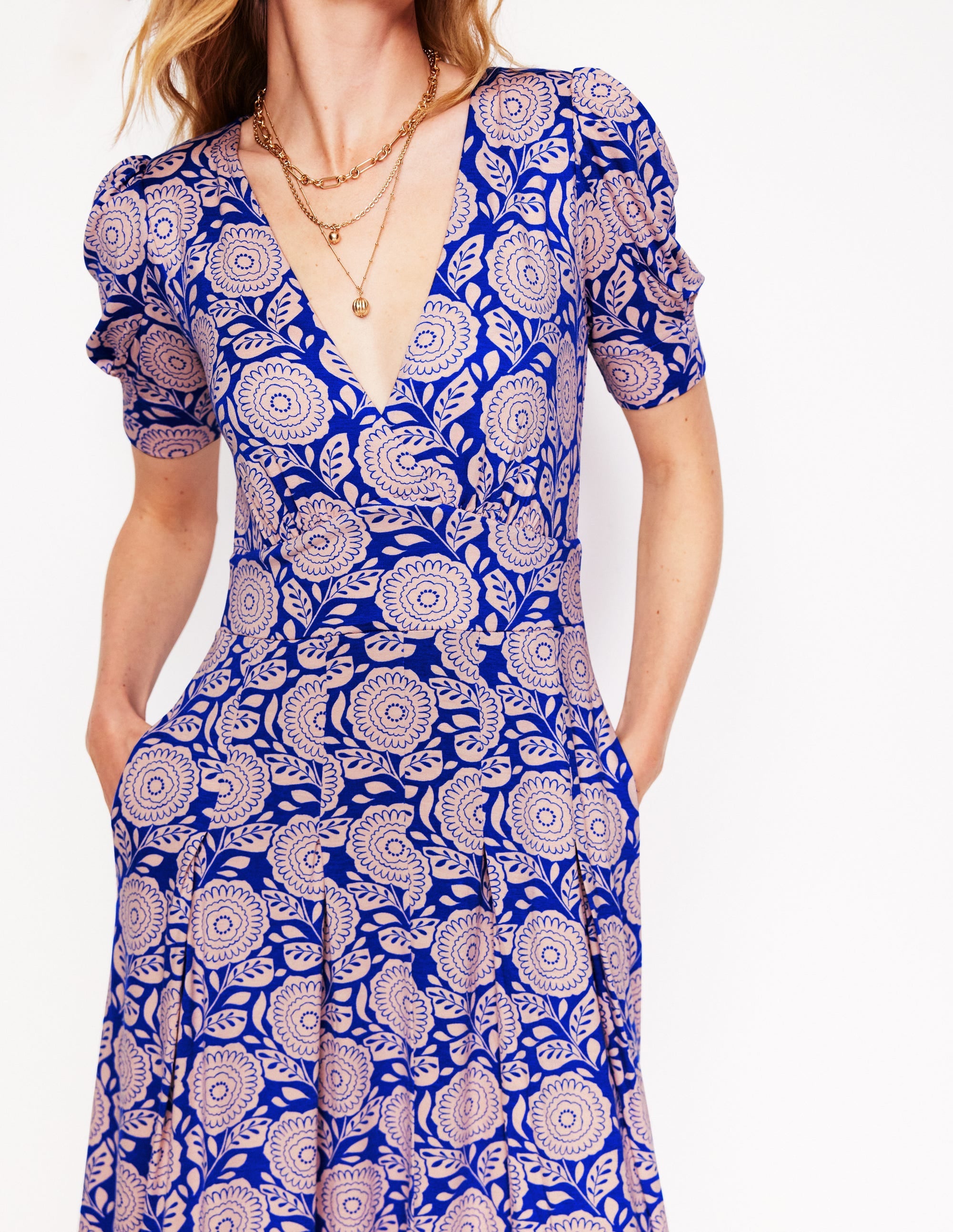  Kristen Pleated Jersey Dress-Chintz Rose, Dahlia Stamp、mySite、ashleygrahame