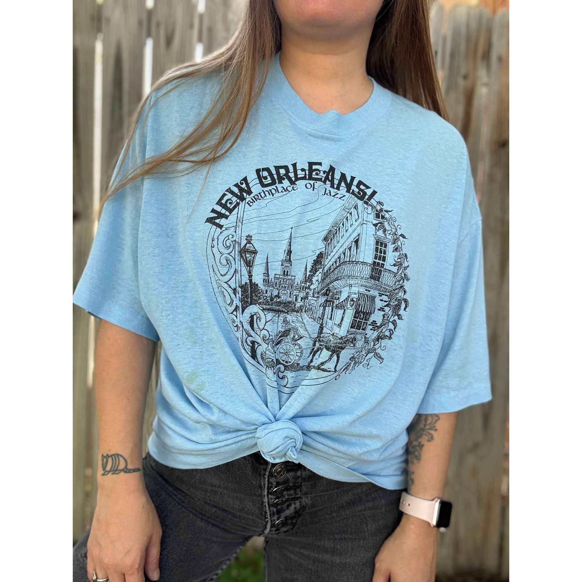 80's New Orleans Birthplace Of Jazz Single Stitch Graphic Tee T-Shirt、mySite、garagedoors4me