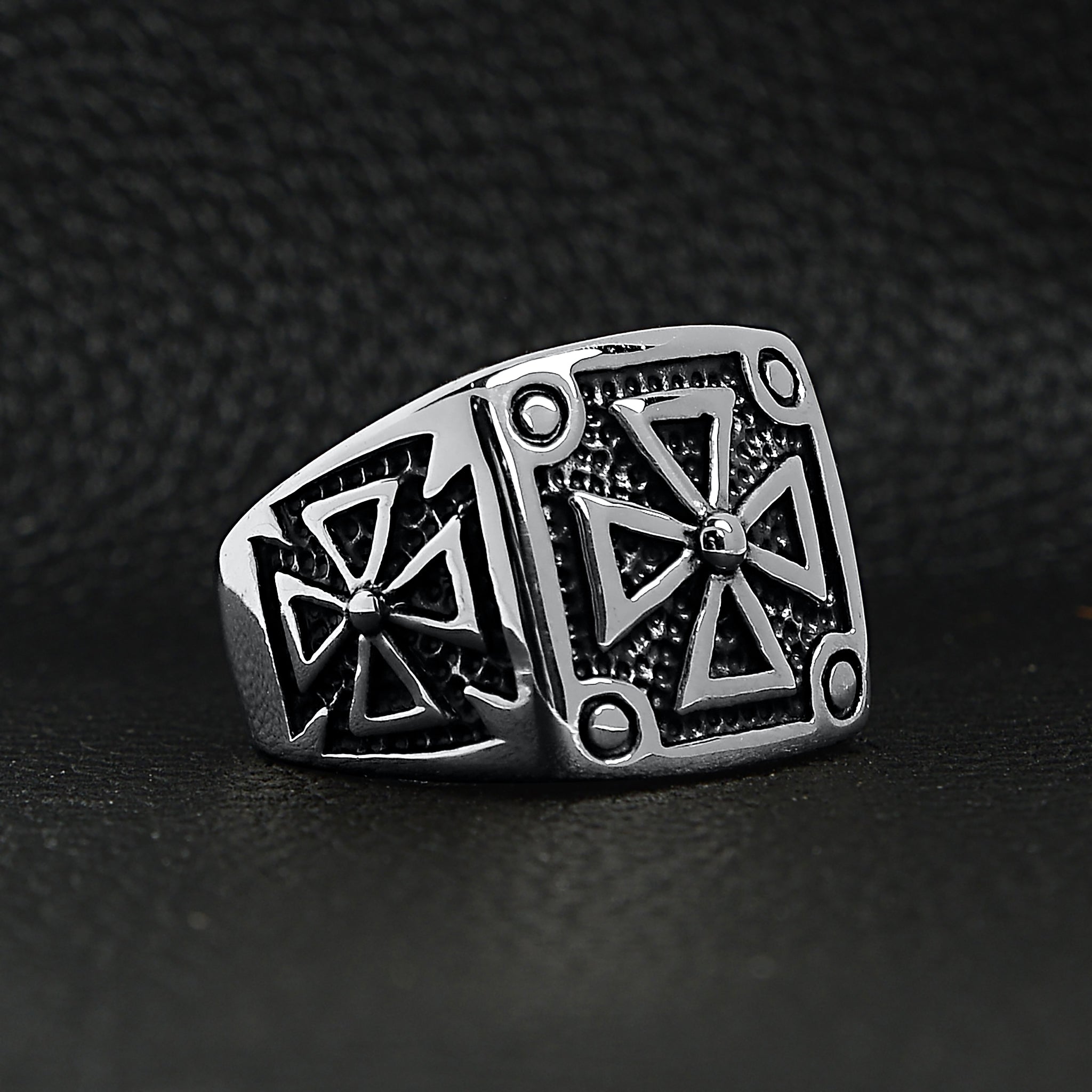 Stainless Steel Polished Maltese Cross Signet Ring / SCR1004、mySite、dreamappss