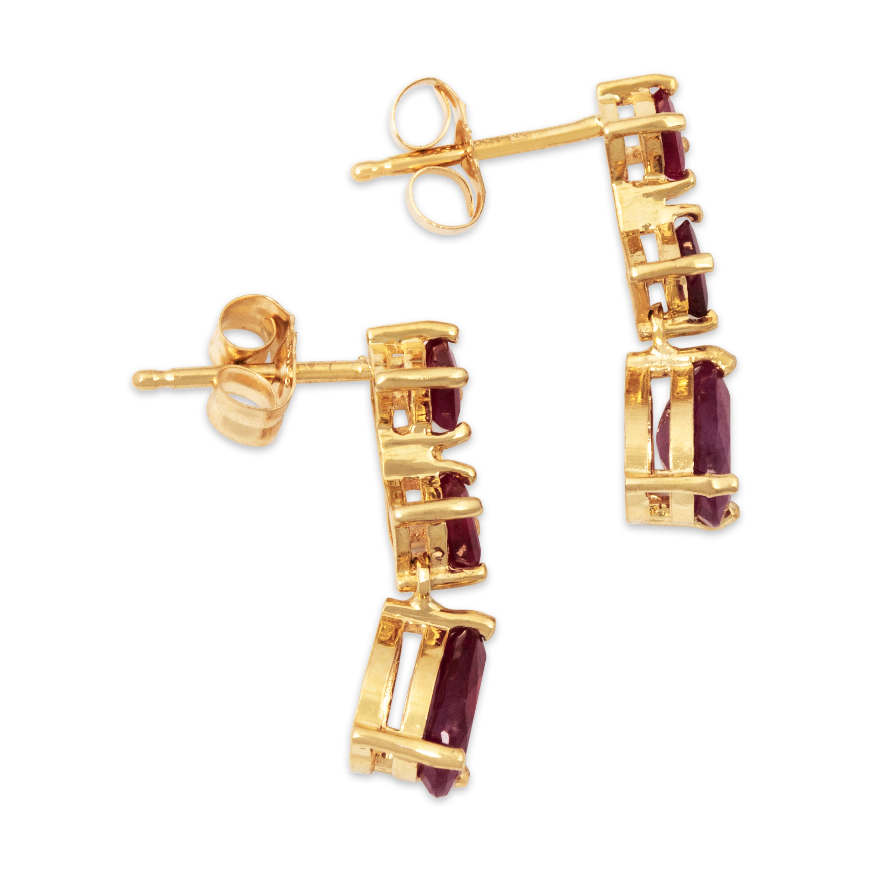 Vintage 14k Yellow Gold Ruby Crimson Mixed-Cut Dangle Earrings、mySite、hinf8tx79