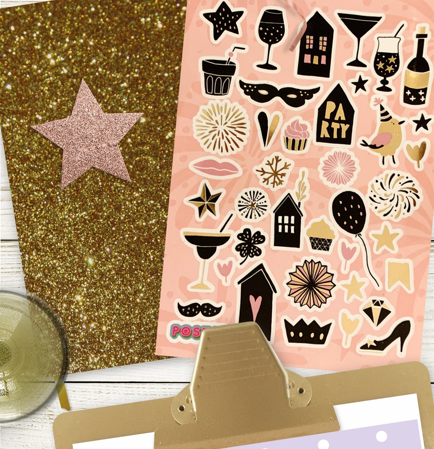  Gold Party Pieces Foil Sticker Sheet、mySite、ghnorth