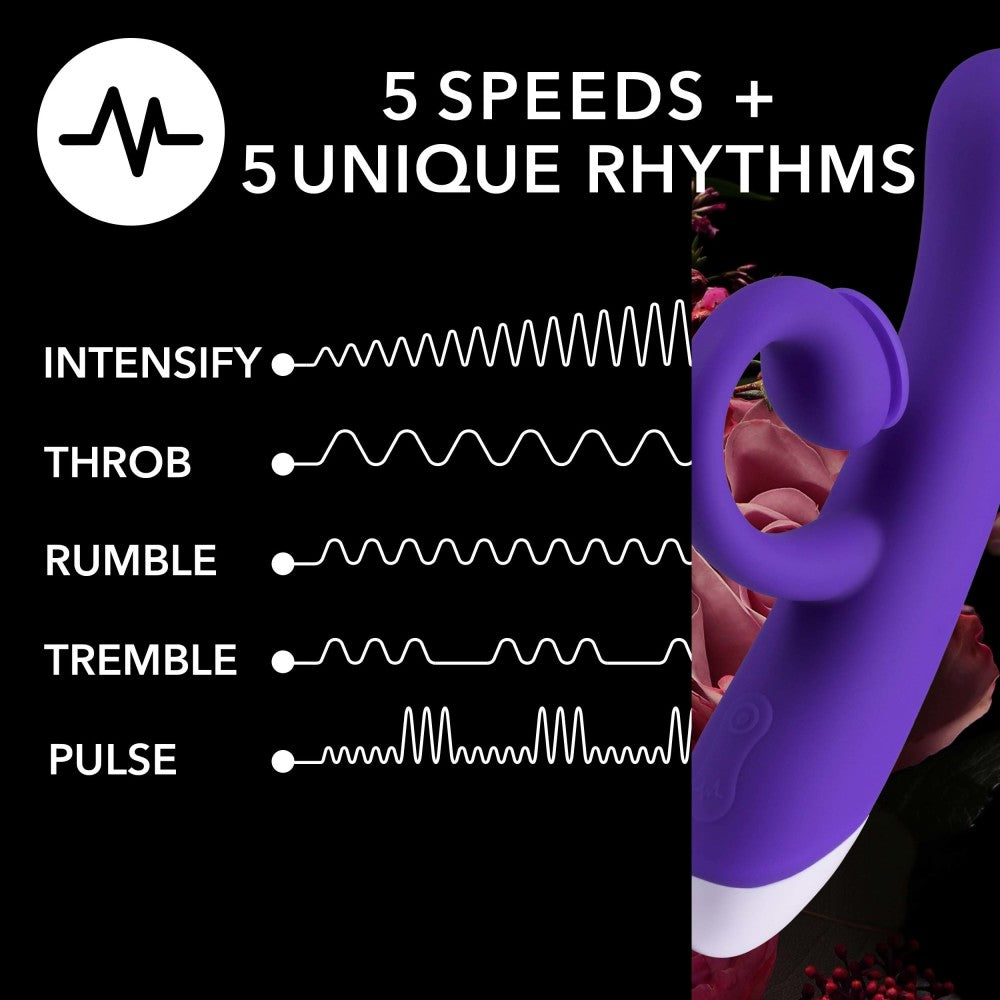 Hop By Blush® | Oh Bunny G-Spot + Clitorial + Suction Stimulation Midnight 7.75-Inch Ultrasilk Silicone Rechargeable Rabbit Vibrator、mySite、bottomscart