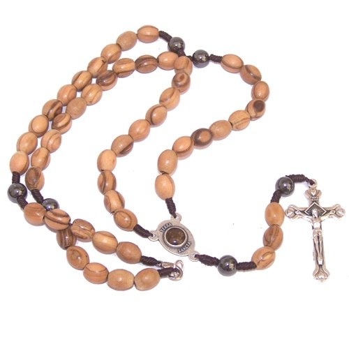 Rosary with Jerusalem Cross center and Hematite beads necklace - comes in velvet bag、mySite、topwebapps