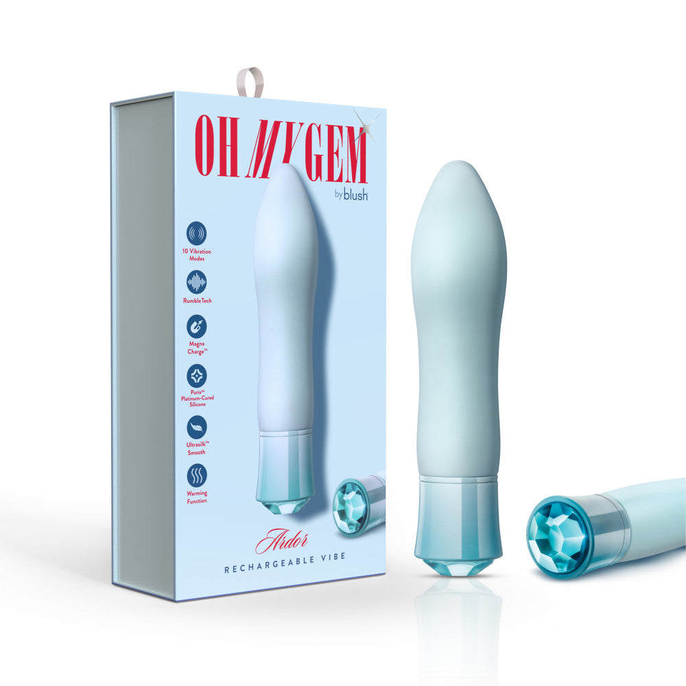 Oh My Gem By Blush® | Ardor: 5.5 Inch Warming G Spot Stimulation Vibrator in Aquamarine with Powerful RumboTech™ Technology、mySite、bottomscart