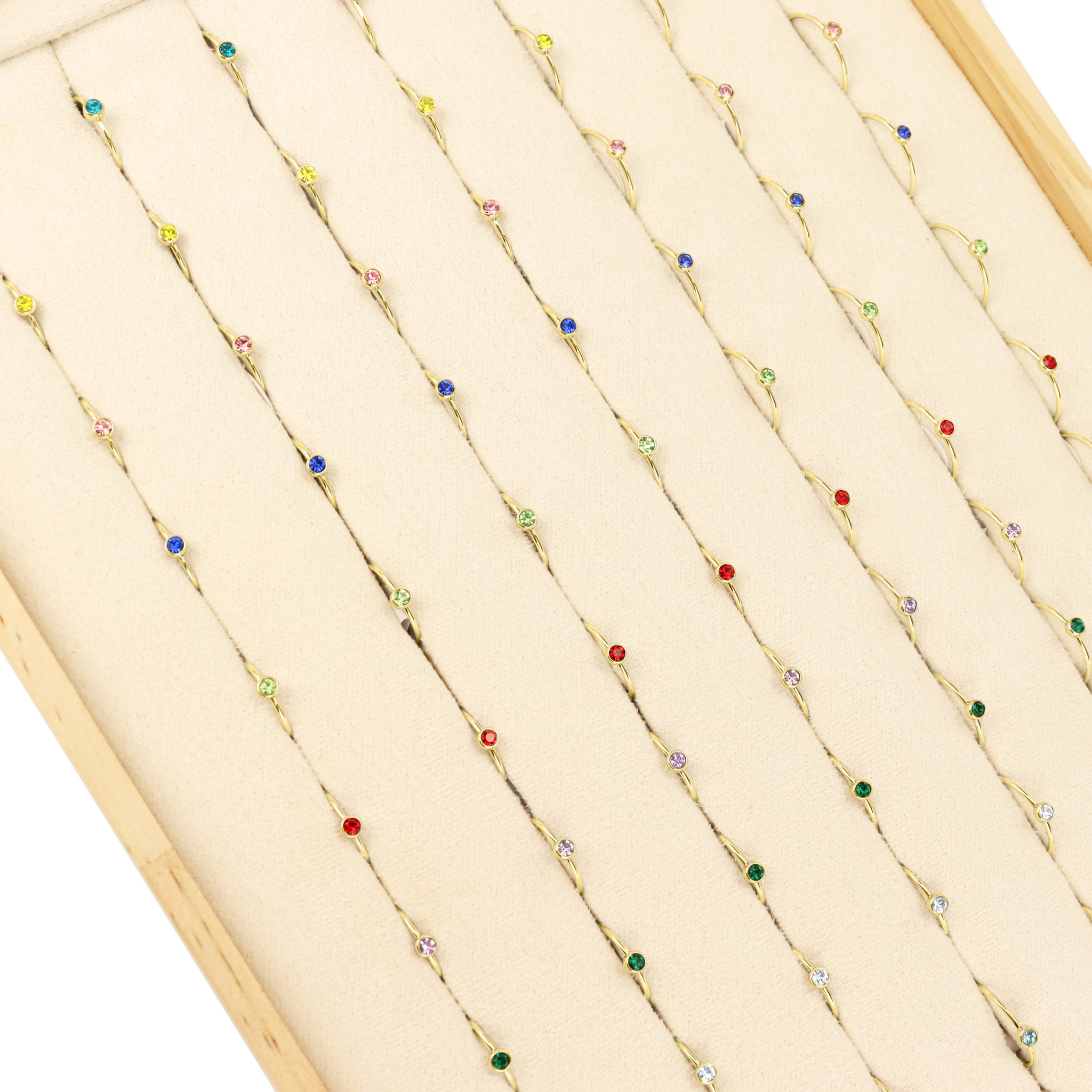 76 pc 18K Gold PVD Coated Stainless Steel Birthstone Stacking Ring Set & Display / BND0010、mySite、dreamappss