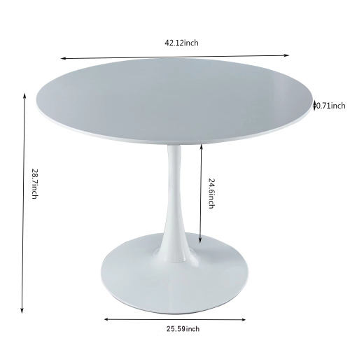 42.1"White Tulip Table Mid-century Dining Table for 4-6 people With Round Mdf Table Top, Pedestal Dining Table, End Table Leisure Coffee Table、、casual