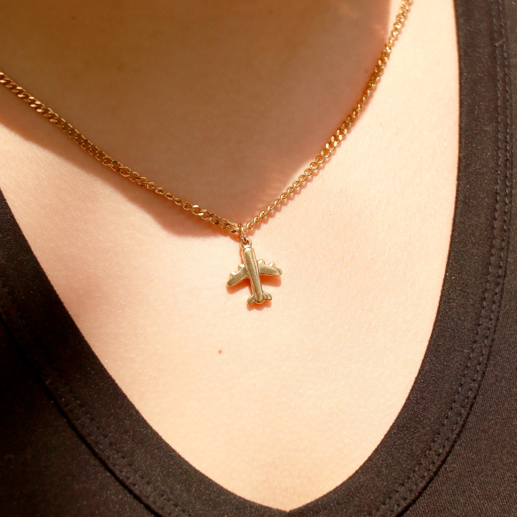 18K Gold PVD Stainless Steel Airplane Charm / PDL0095、mySite、dreamappss