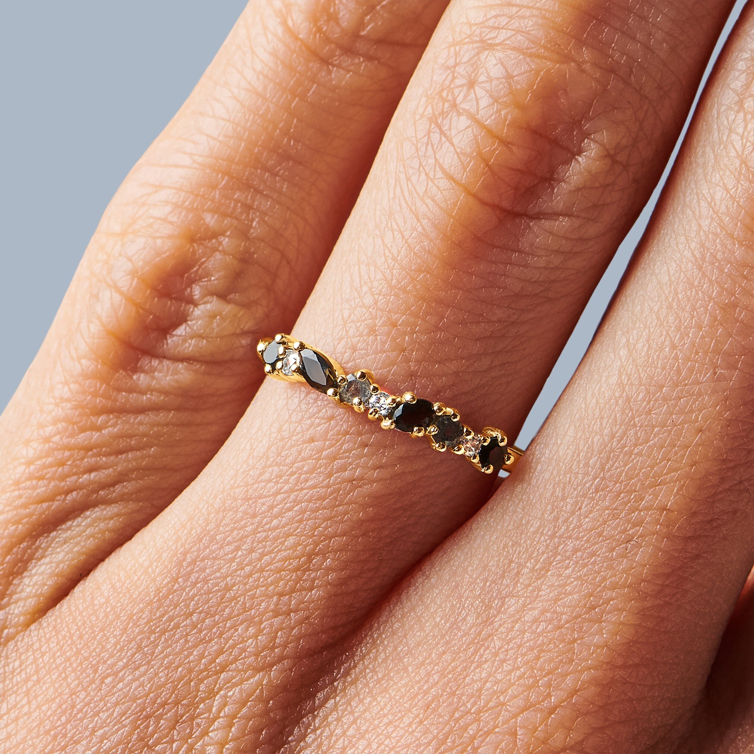 Black Obsidian White Zircon Ring - Grace、mySite、hinf8tx79