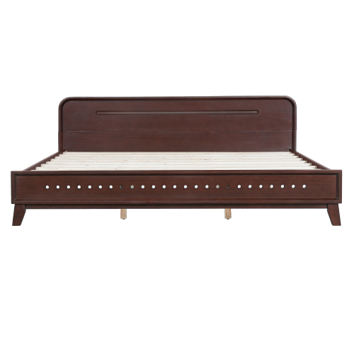 PINE SOLID WOOD KING SIZE BED, SOLID AND STABLE, NO BOX SPRING NEEDED, RUSTIC YELLOW COLOR、、eastwooduniform