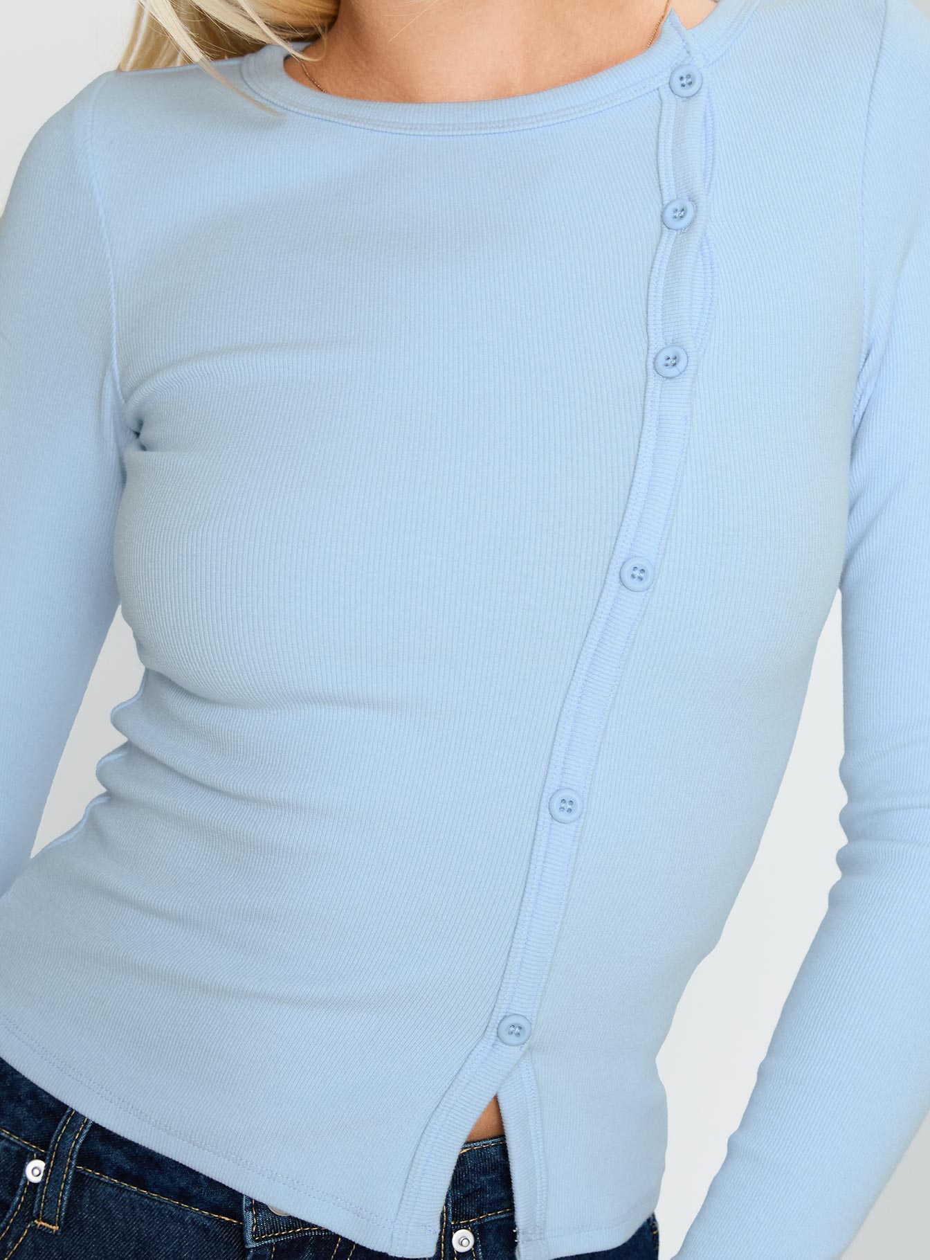 Passoni Long Sleeve Top Blue、mySite、solidvoid