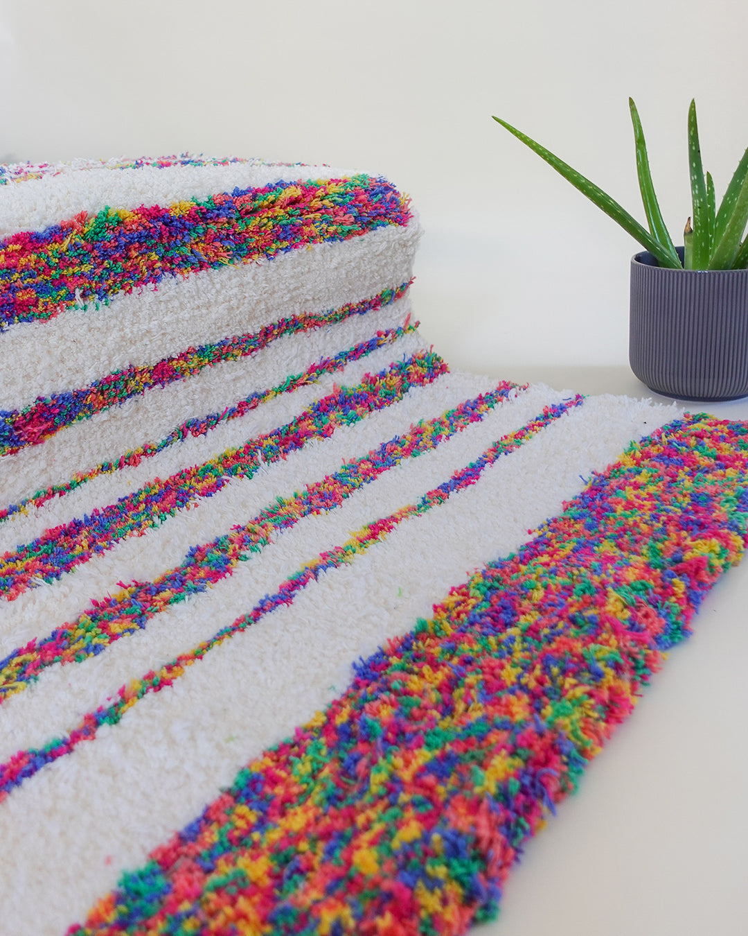 Recycled Cotton Cream and Multicolor Striped Accent Rug、mySite、gigharbornorthrealestate