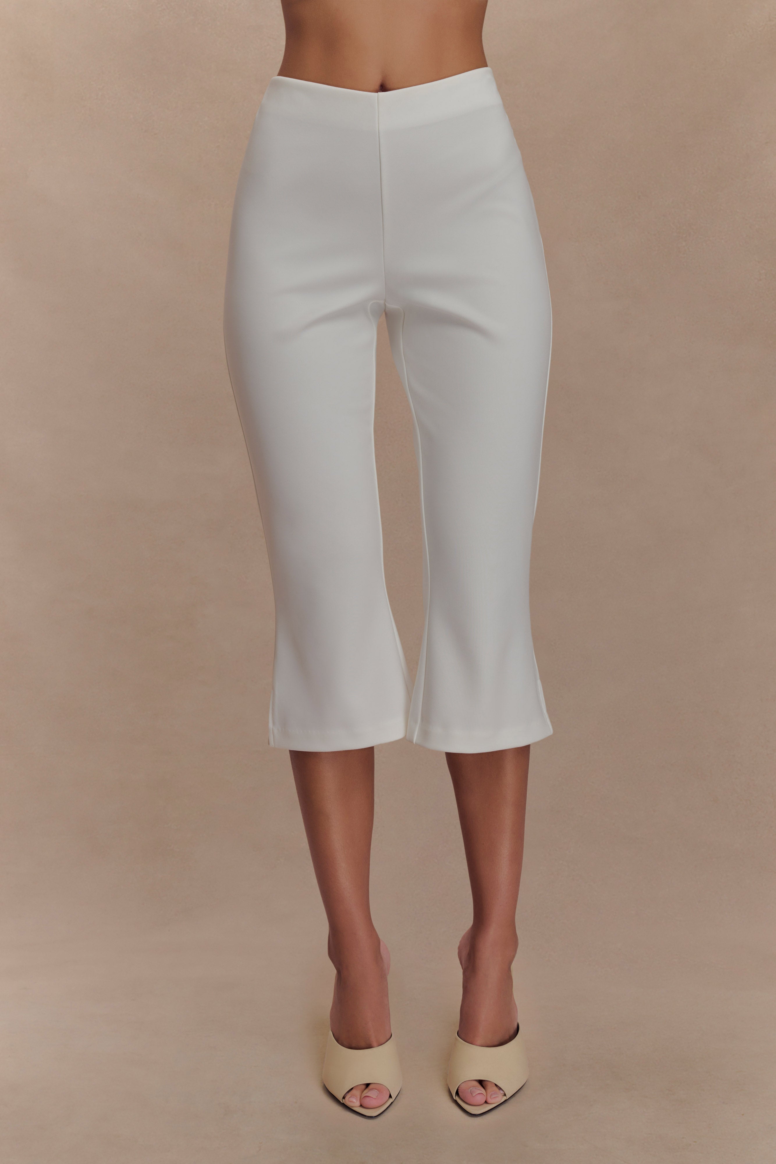 Layla Flared Crepe Capri Pants - White、mySite、solidvoid