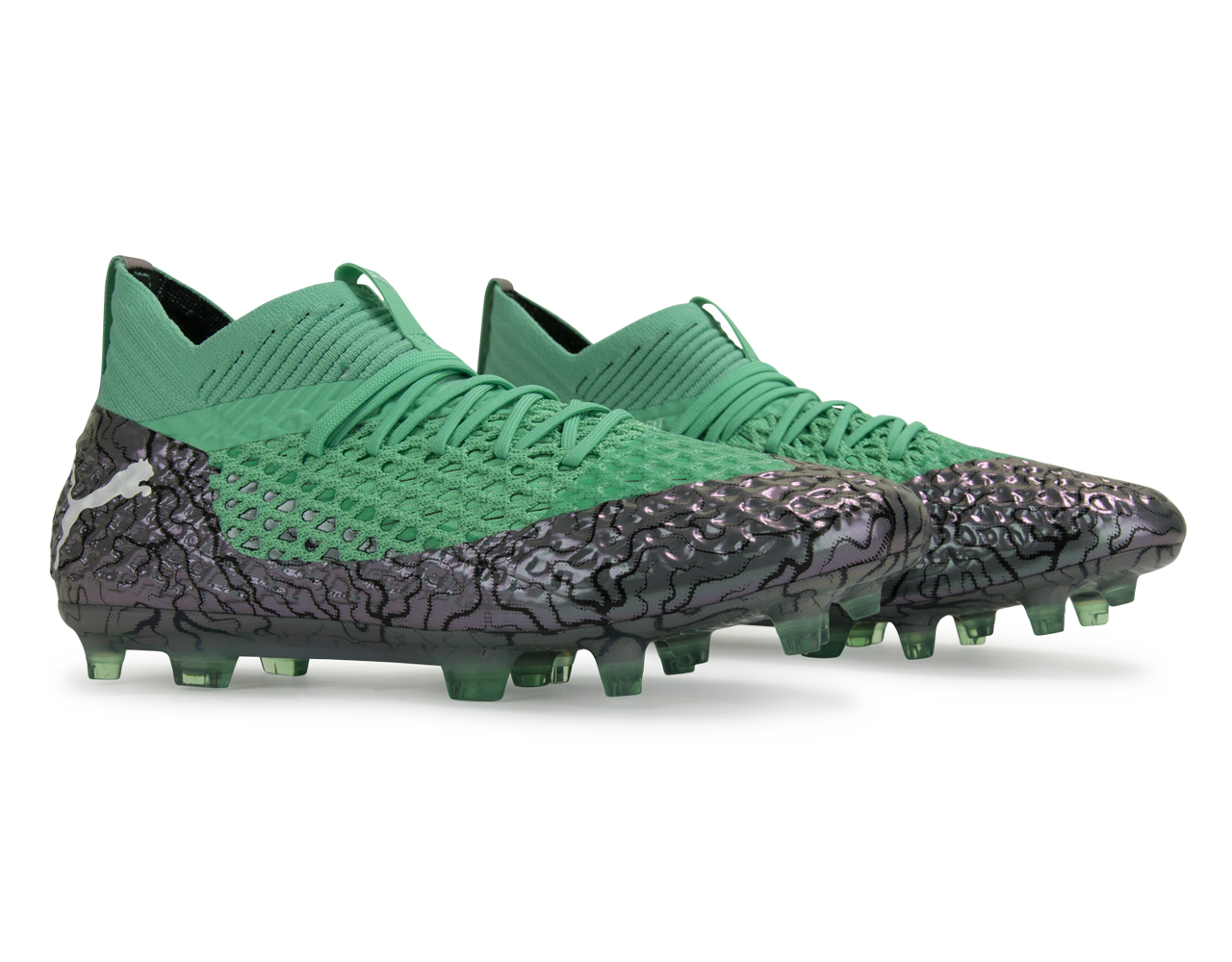 PUMA Men's FUTURE 2.1 NETFIT FG/AG Shift Green/White、mySite、noshort