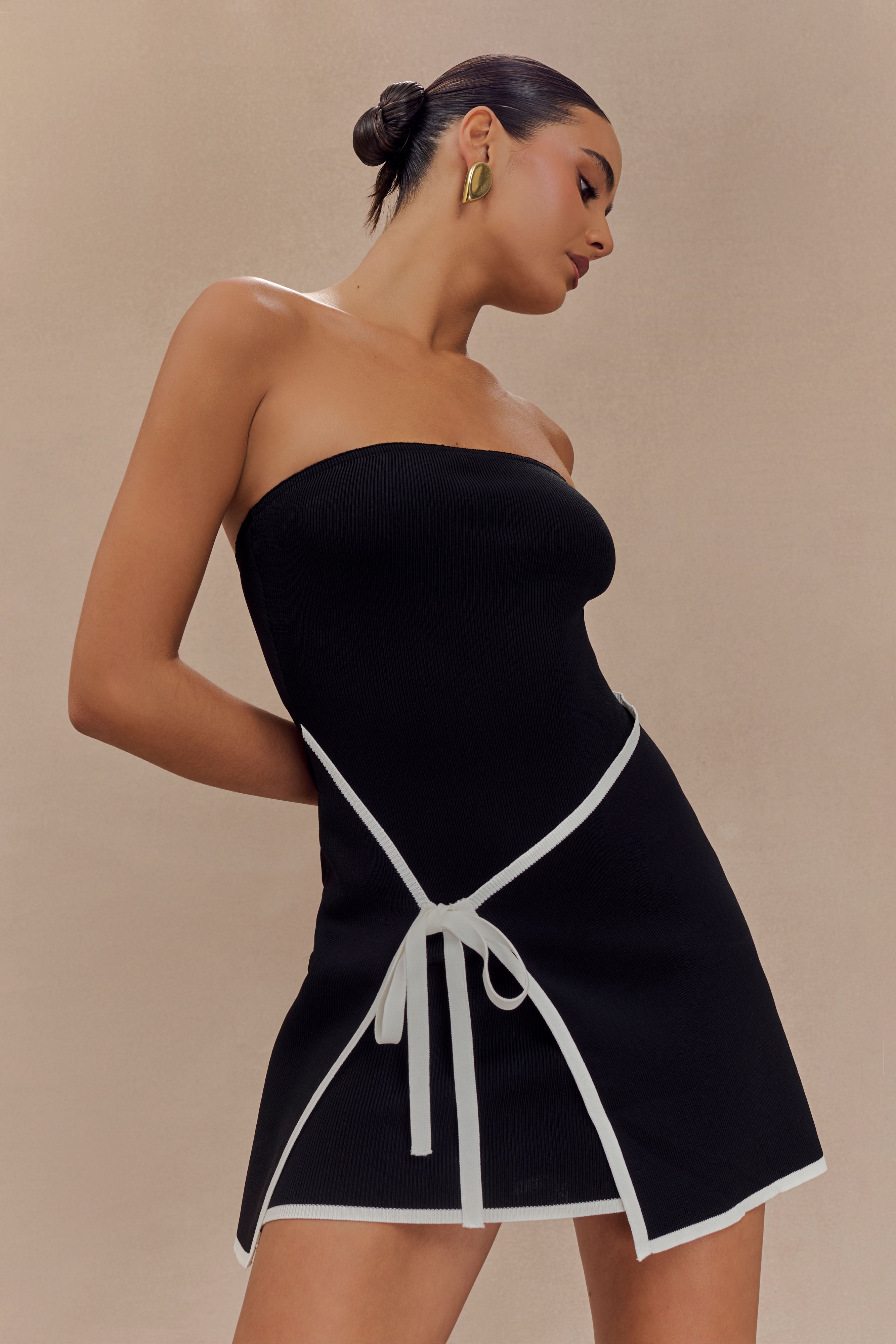 Rian Strapless Knit Mini Dress - Black、mySite、solidvoid