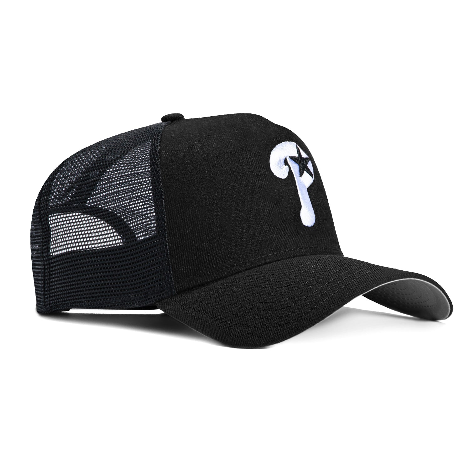 New Era 9Forty A-Frame Philadelphia Phillies Alternate Trucker Snapback Hat - Black, White、mySite、vikingsvslions