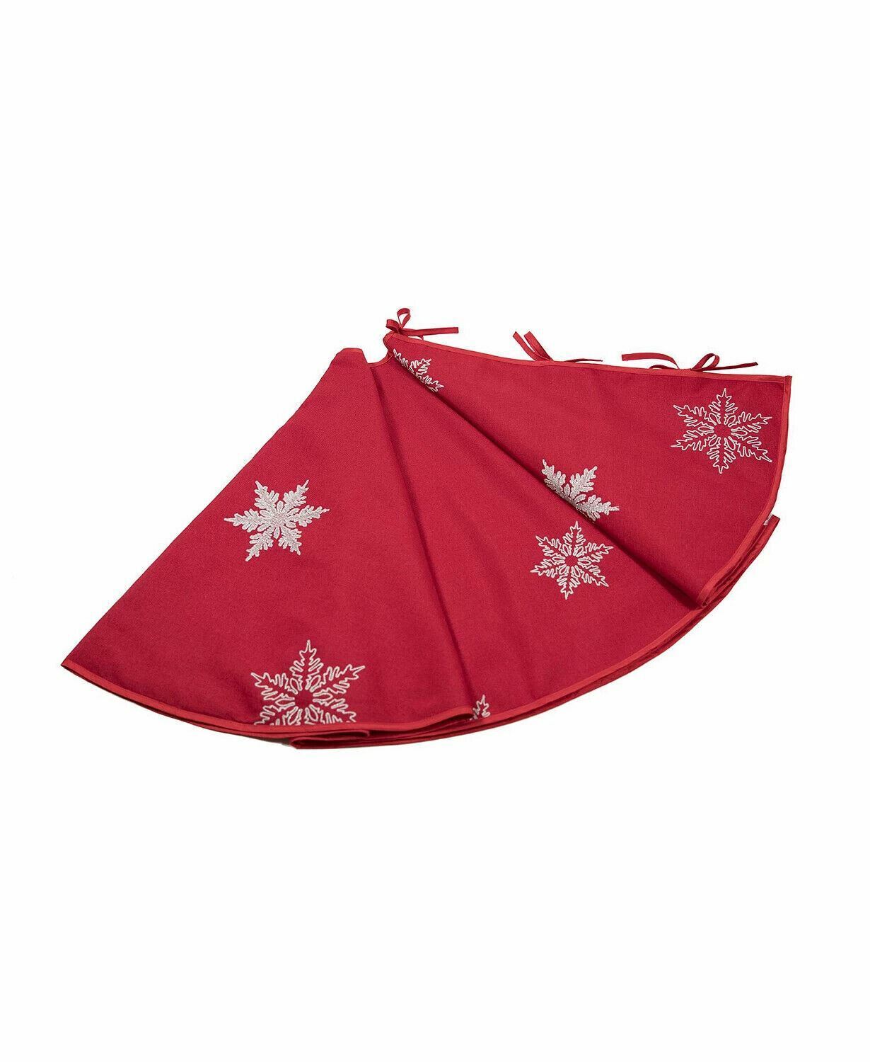 Xia Home Fashions Glisten Snowflake Embroidered Christmas Tree Skirt, 56 Round、mySite、g9winljtr