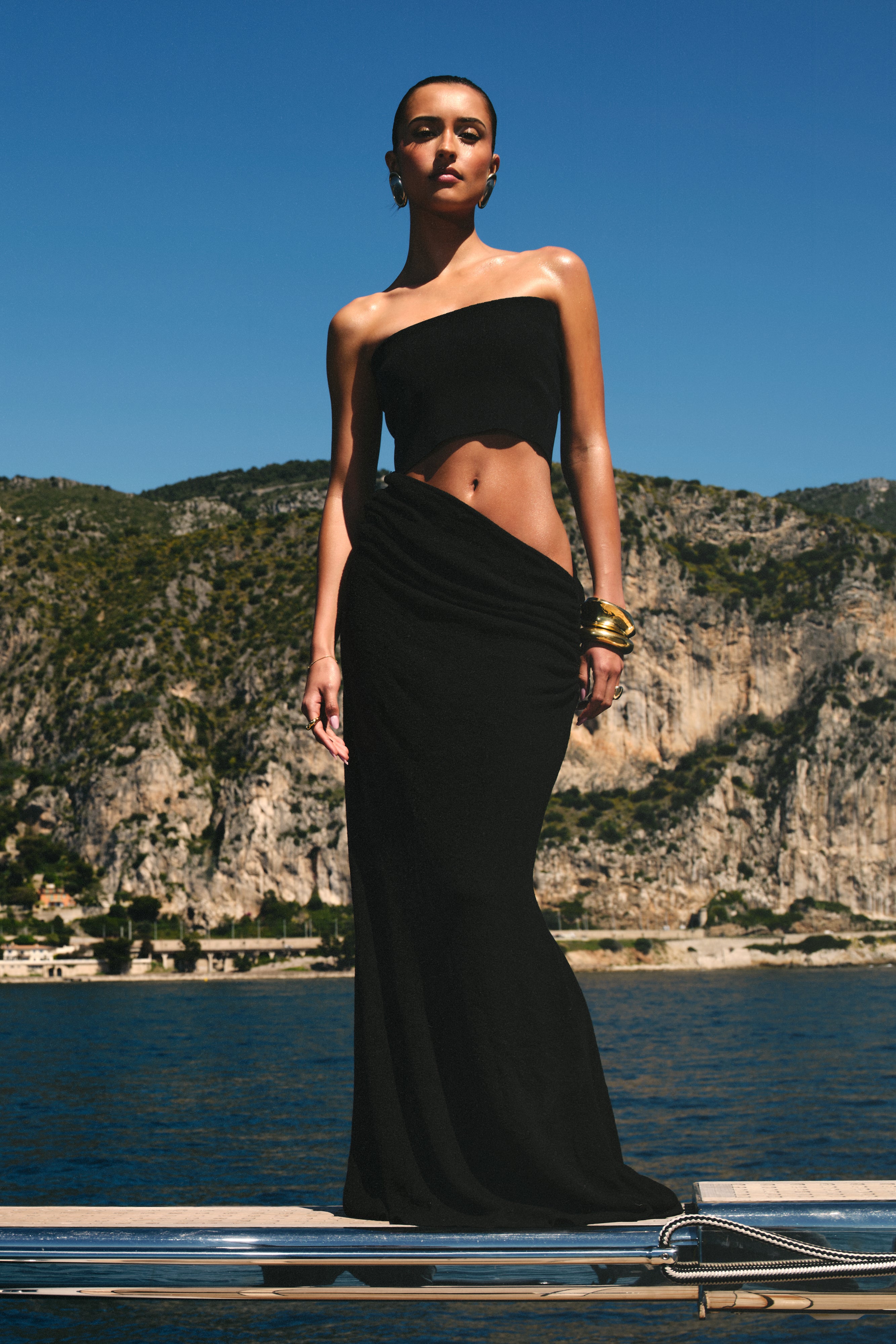 Jasiel Strapless Knit Maxi Dress - Black、mySite、solidvoid